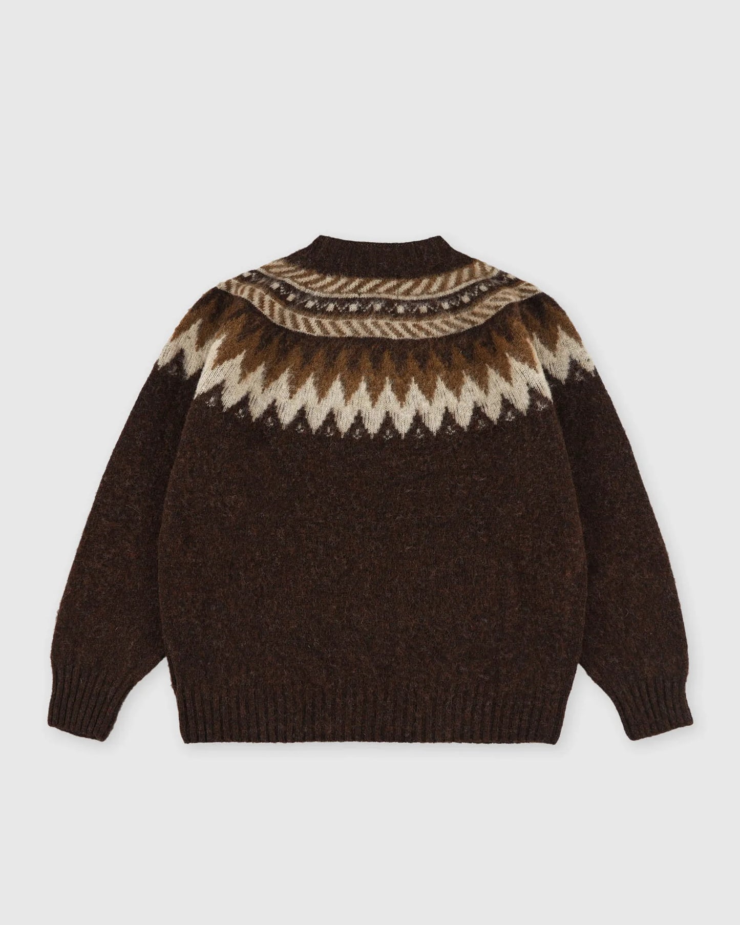 Scottish Lambswool Broken Flowers Pullover Brown