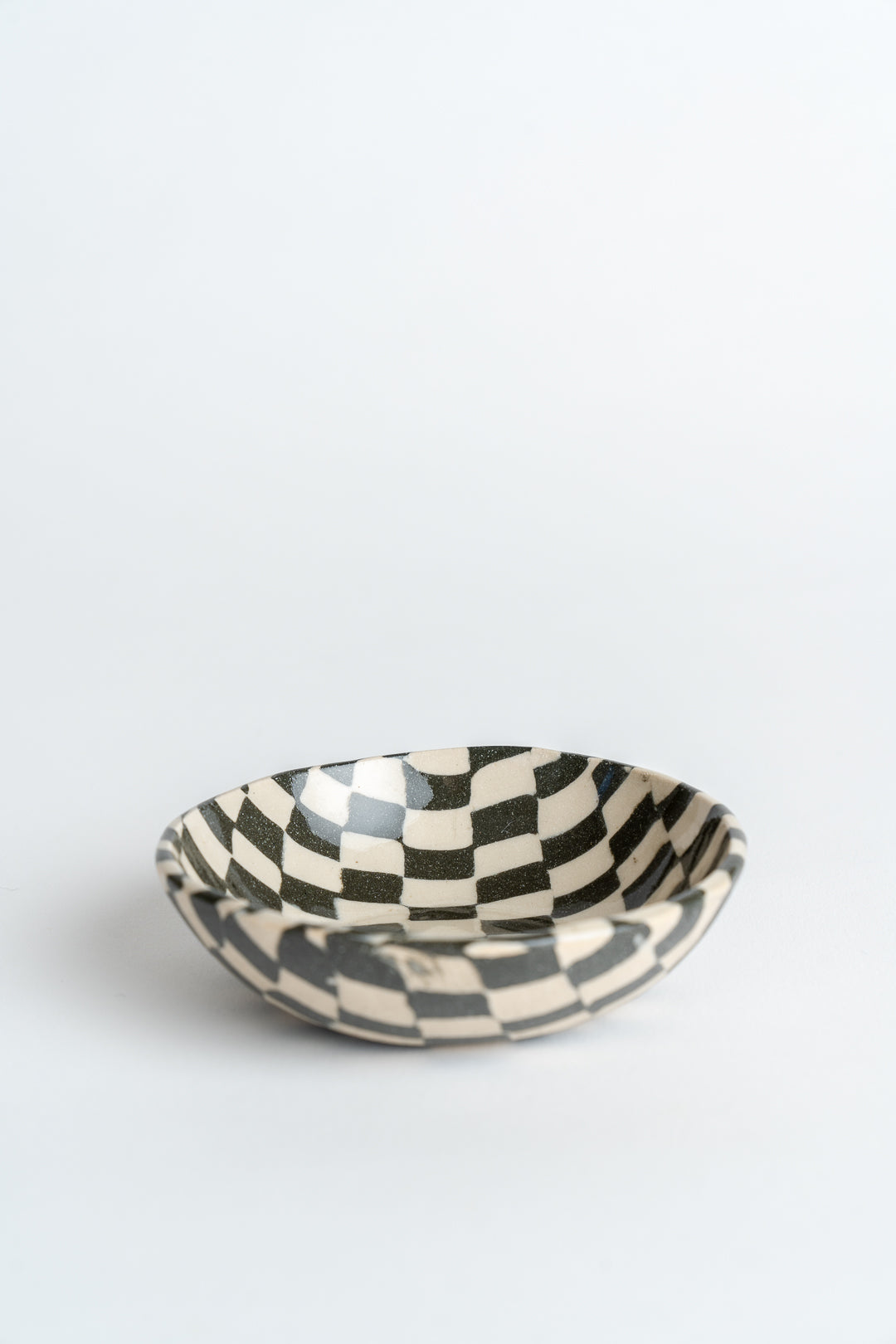 Ceramic Checkerboard Miniature Plate Charcoal
