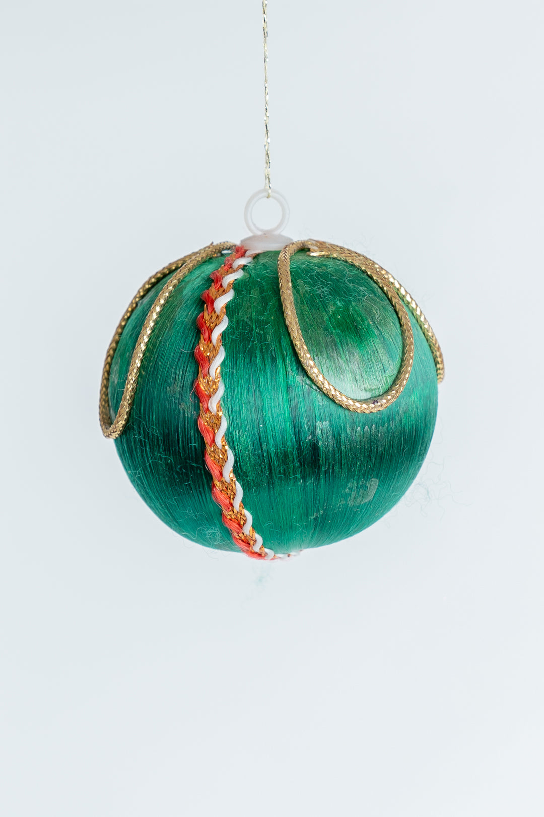 Vintage Satin Spun Christmas Bauble Gold