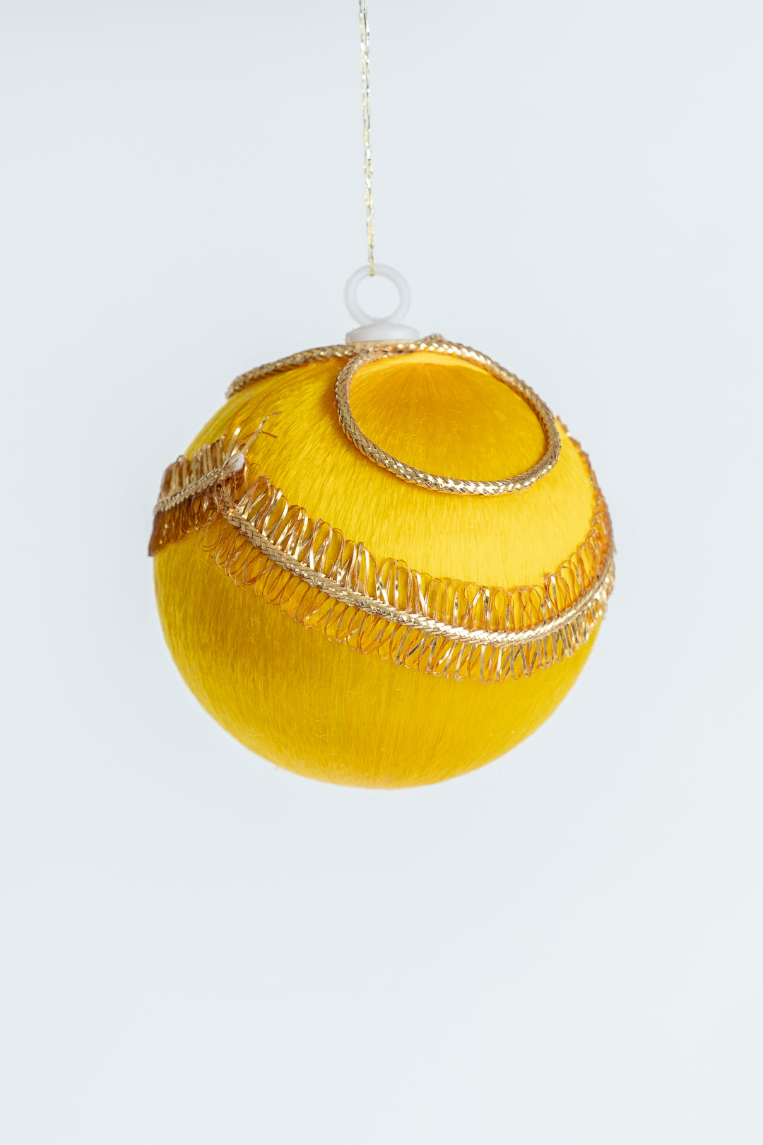 Vintage Satin Spun Christmas Bauble Gold