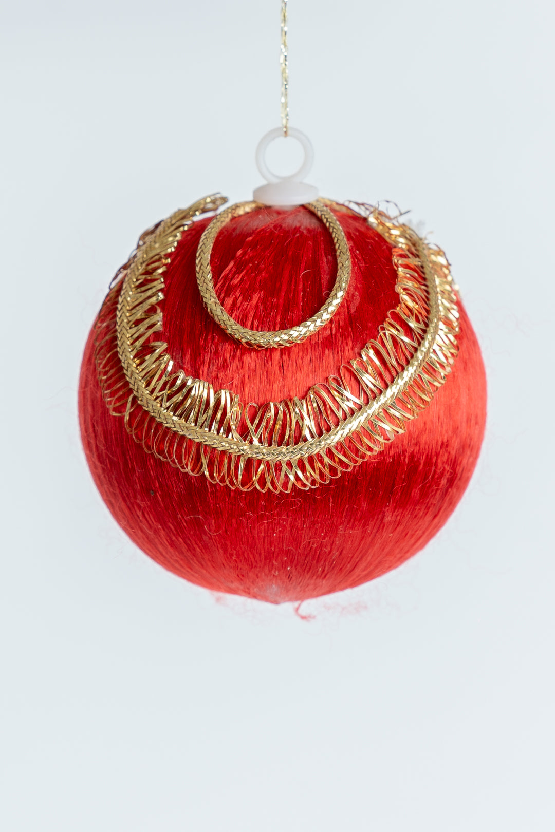 Vintage Satin Spun Christmas Bauble Gold