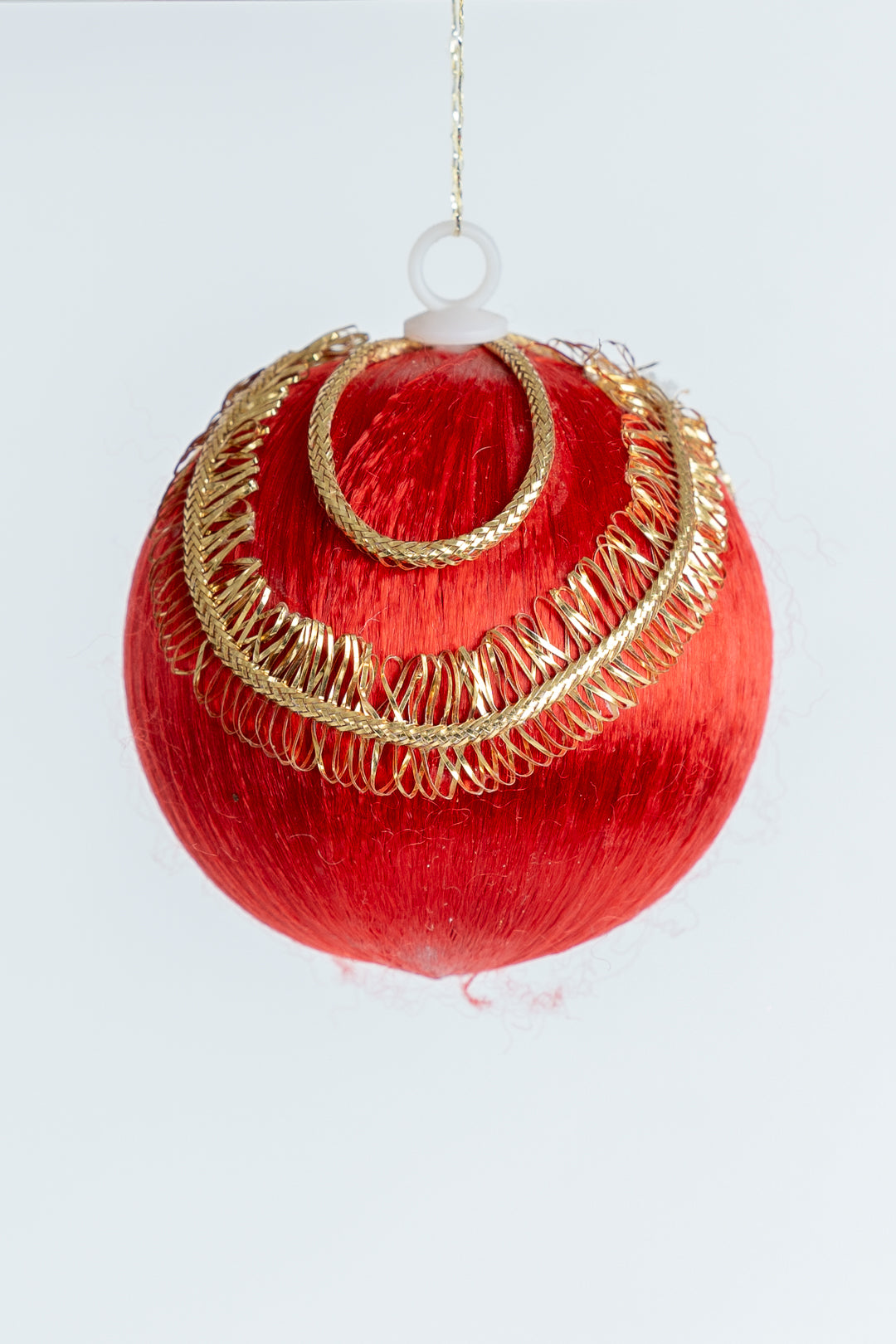 Vintage Satin Spun Christmas Bauble Gold