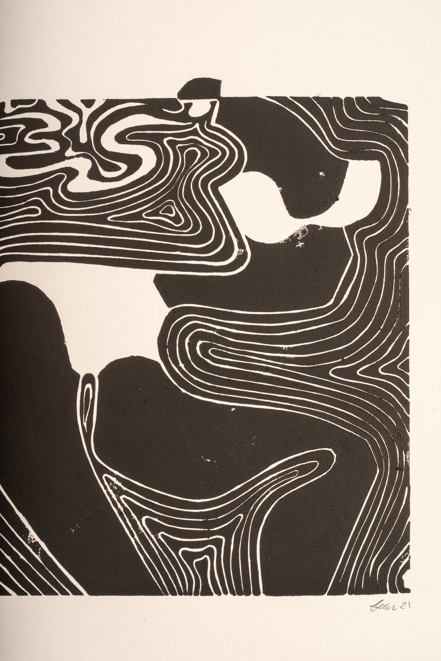 Beth Fraser Lino Print ' Adrift'