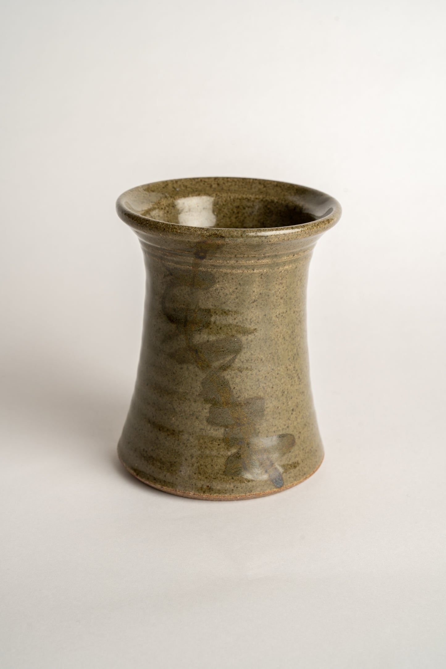 Mid Century Stoneware Vase With Makers Mark And Fluid Design