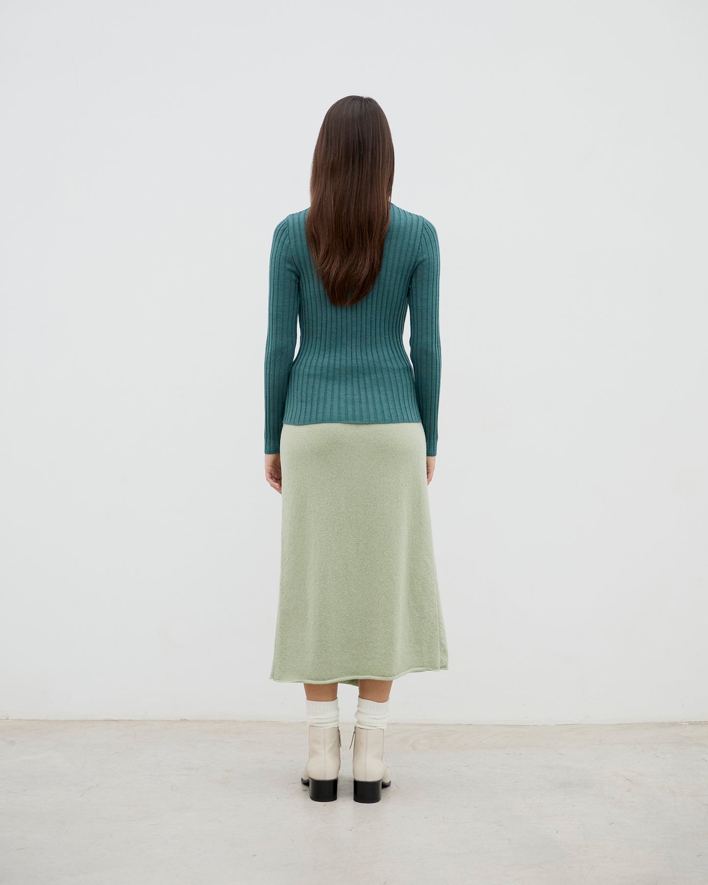 Extra Fine Merino Wool & Alpaca Blend Reina Skirt Green Tea