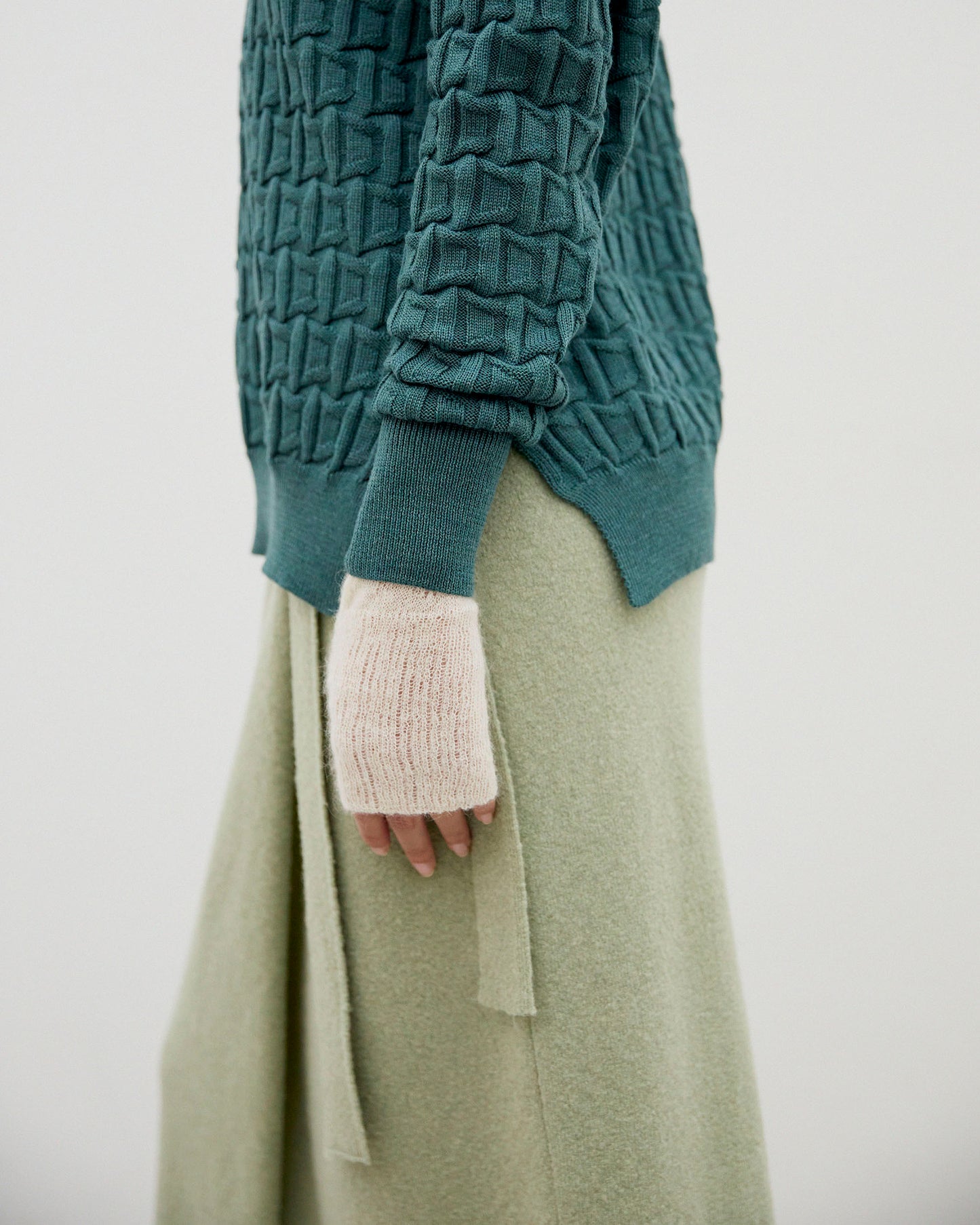 Extra Fine Merino Wool & Alpaca Blend Reina Skirt Green Tea