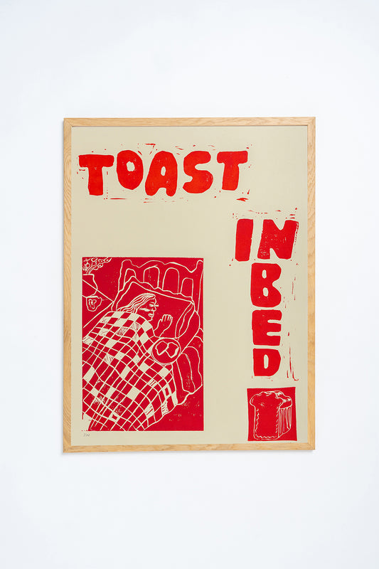 'Toast in Bed' Lino Print