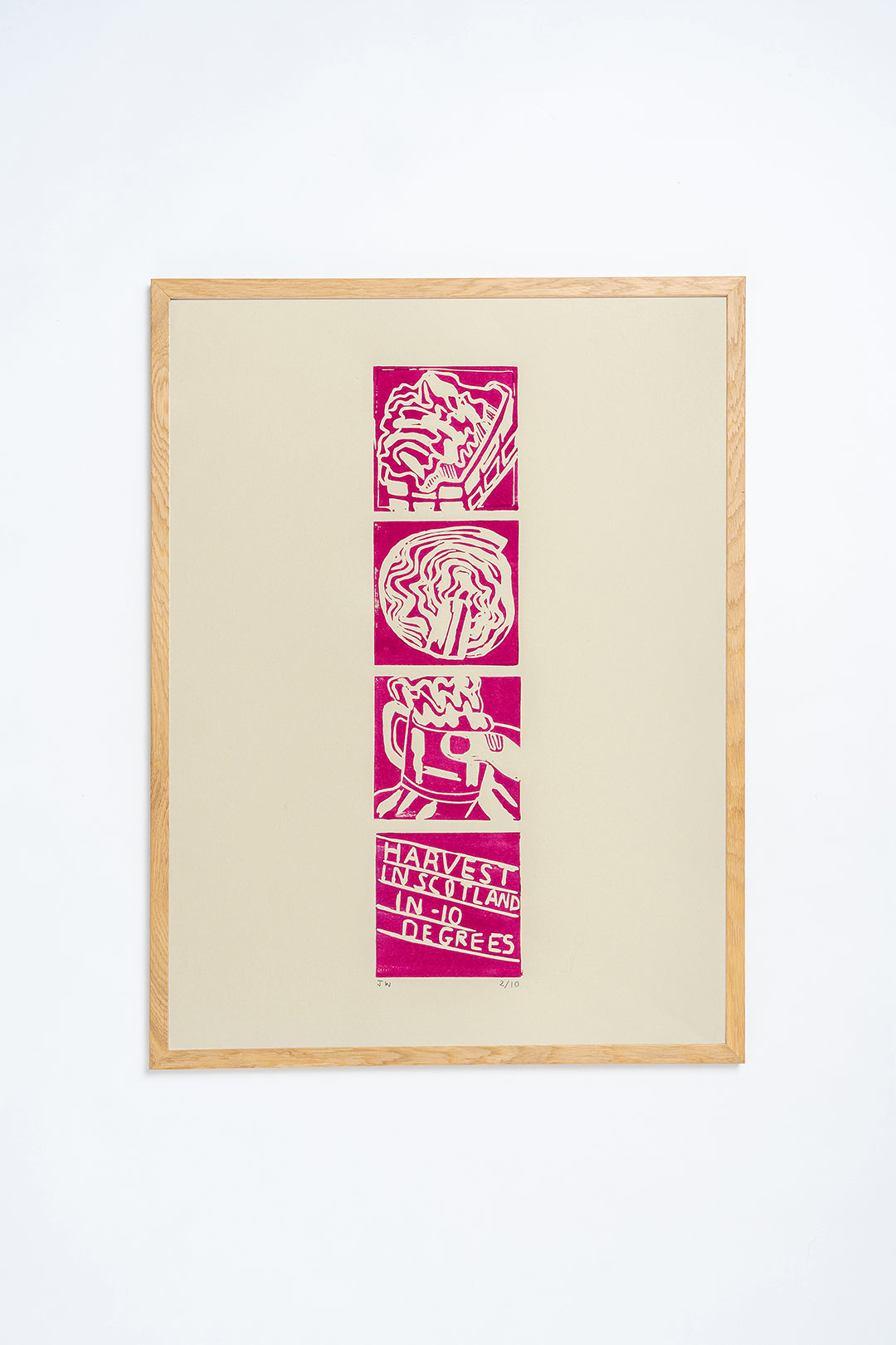 'Harvest in Scotland in -10 Degrees' Lino Print