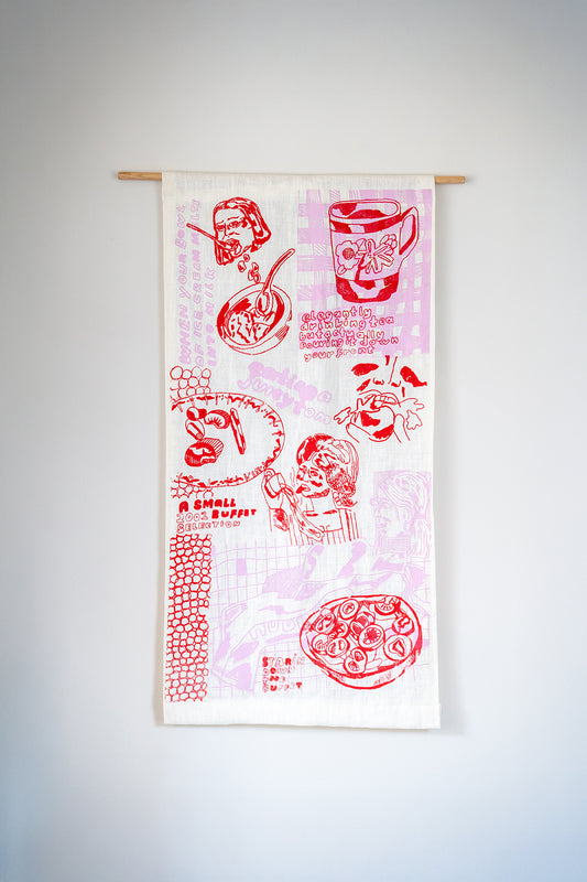 'Tomato' Linen Screen Print Table Runner
