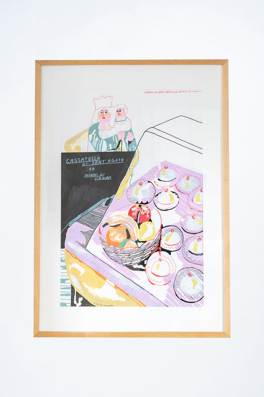 'Cakes for Sale above a church in Sicily' Mixed Media Original
