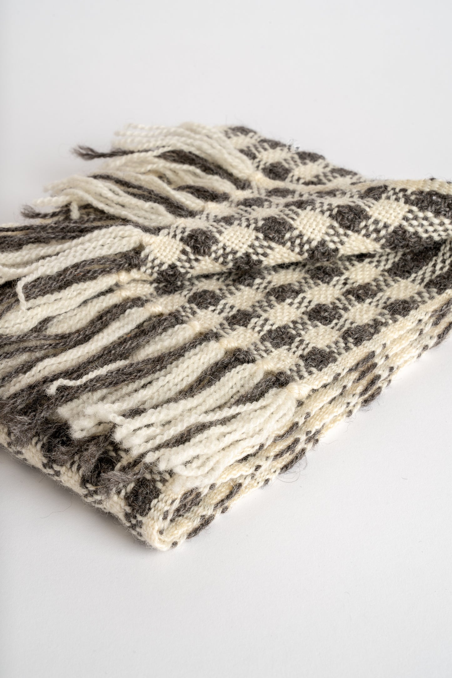 Handwoven Shepherds Check Wool Scarf