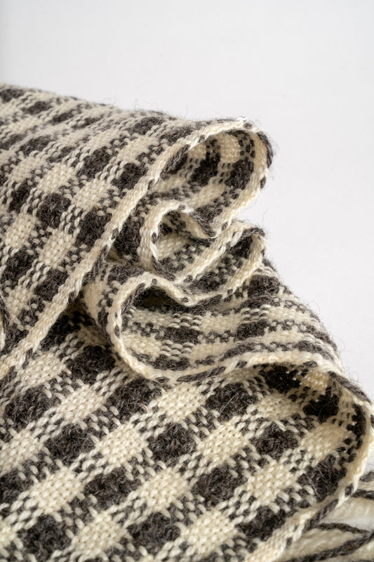 Handwoven Shepherds Check Wool Scarf