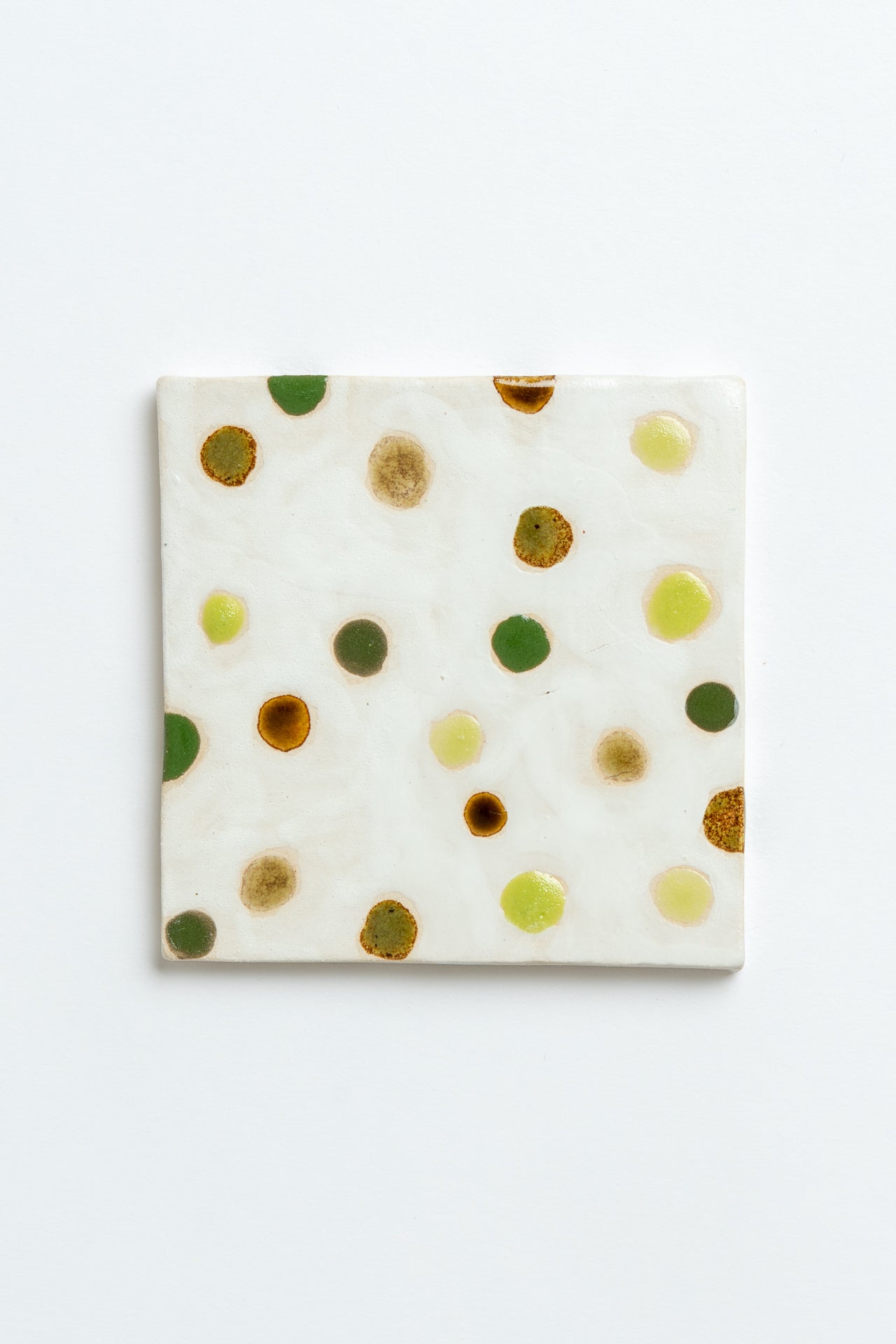Hand Painted 'Peas' Ceramic Tile Green