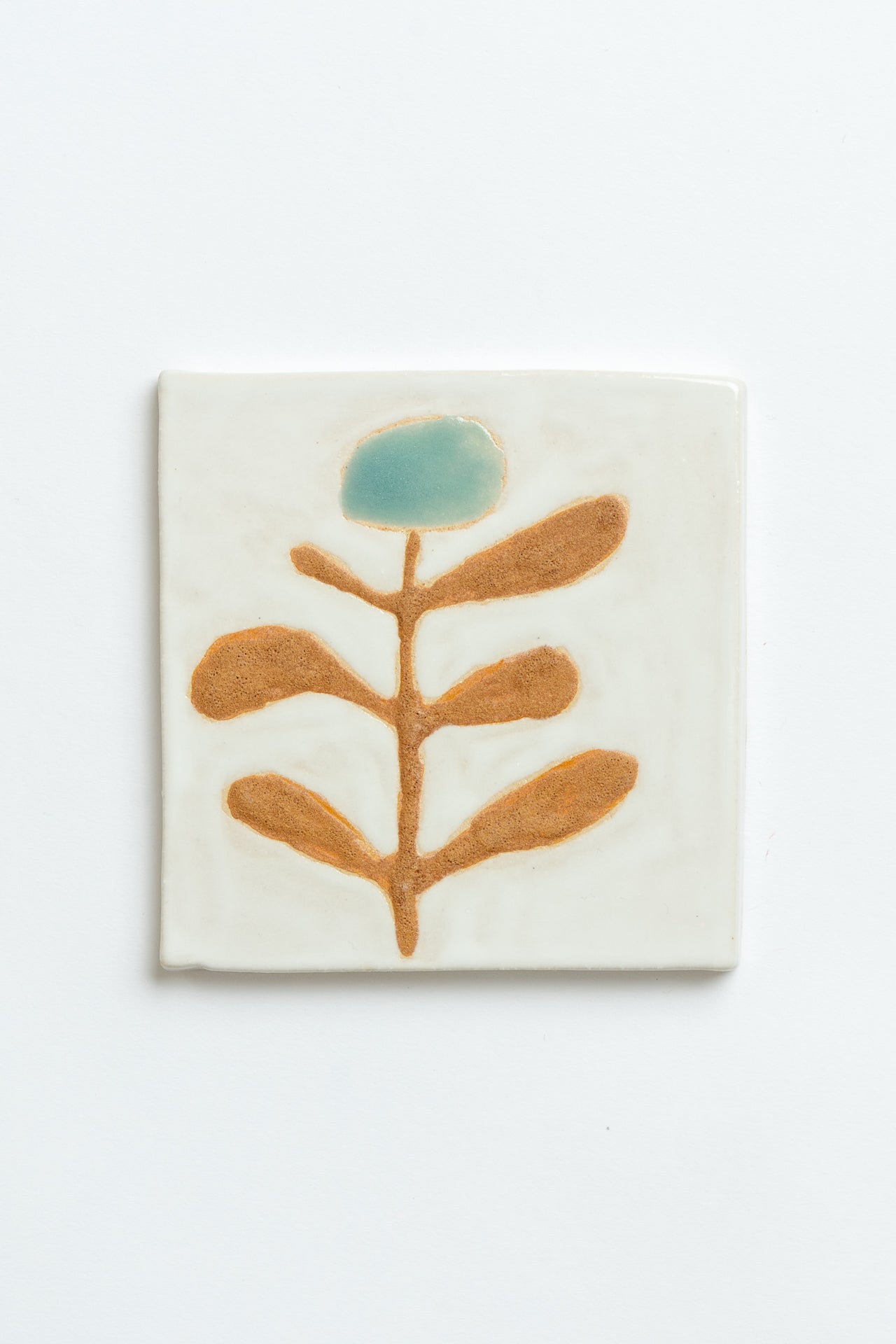 Ceramic 'Blue Tall Stem' Hand Painted Tile