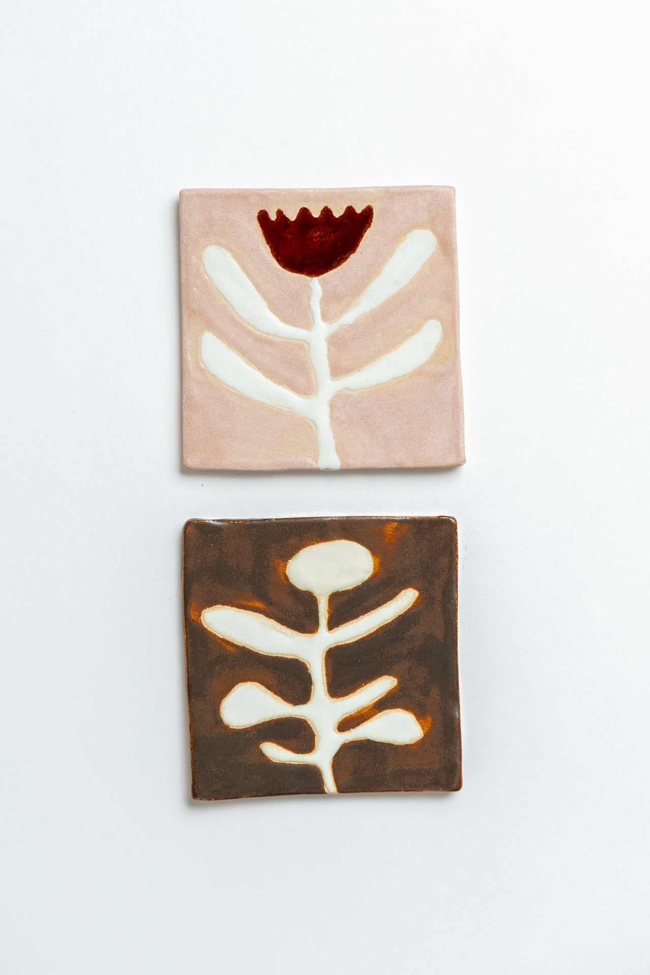 Ceramic 'Brown Tall Stem' Hand Painted Tile