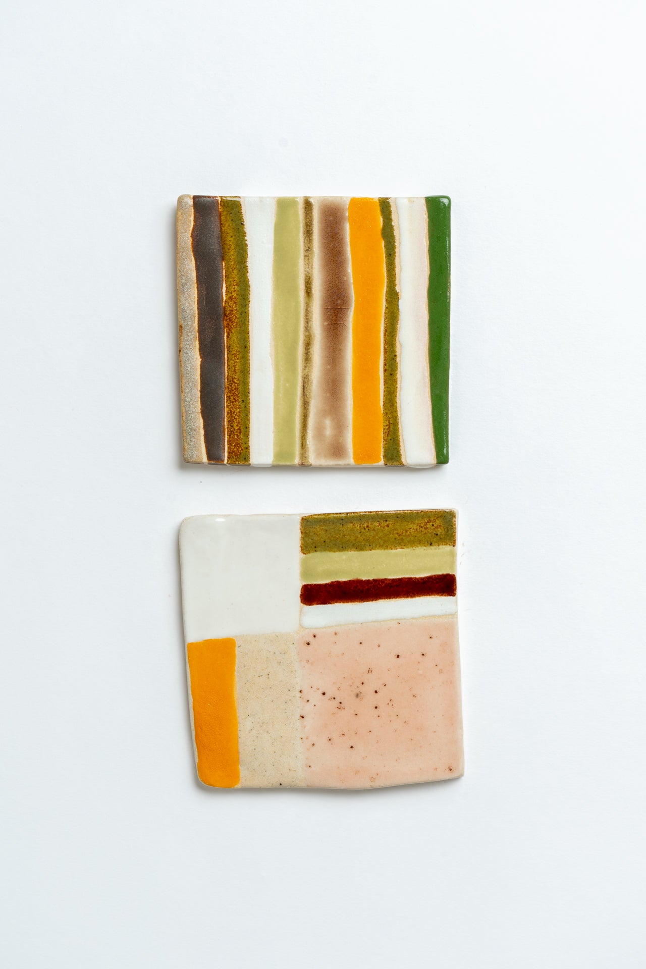 Hand Painted 'Allotment Patchwork' Ceramic Tile Multi