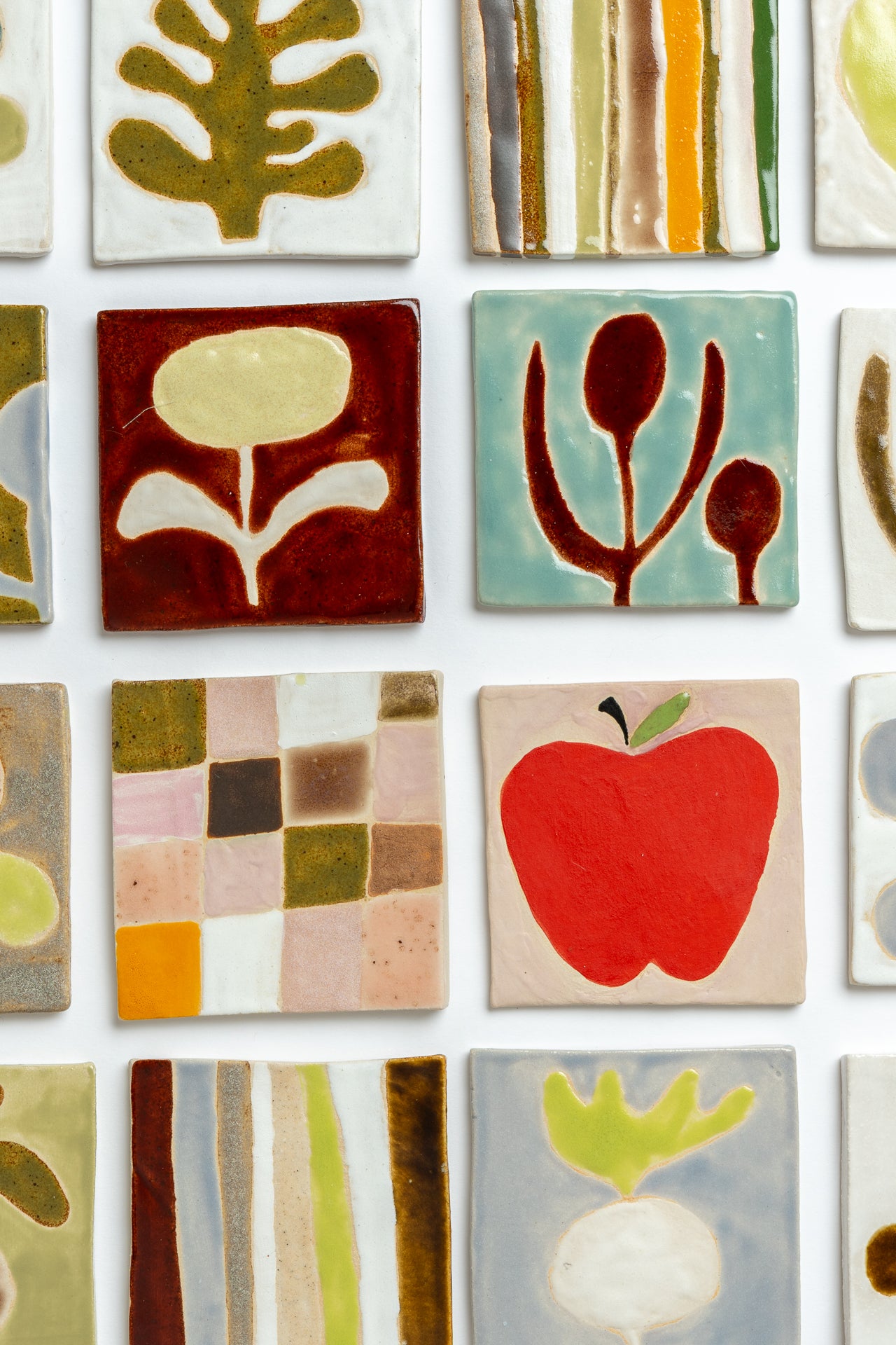 Ceramic 'Patchwork Squares' Hand Painted Tile