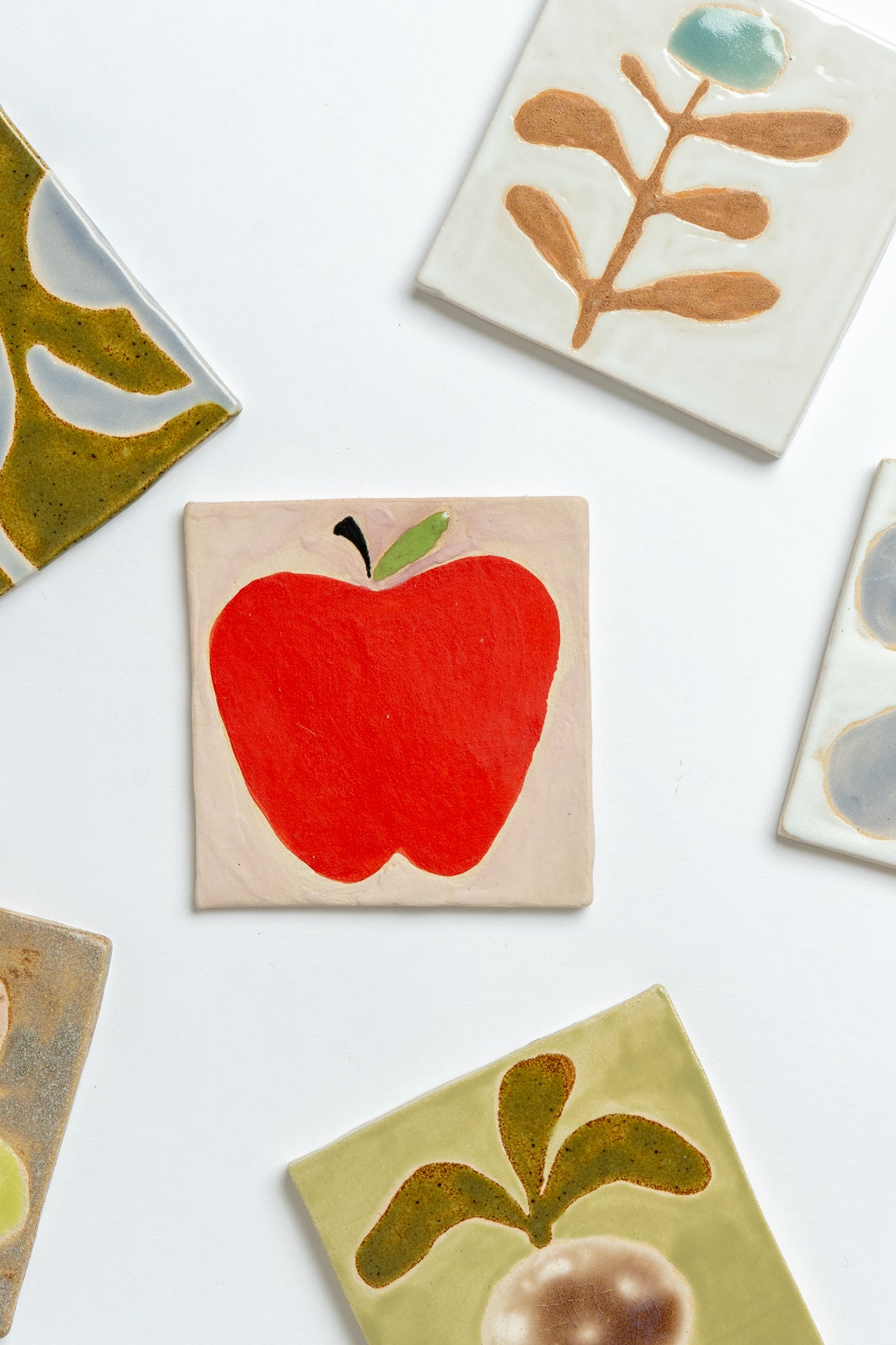 Ceramic 'Blue Tall Stem' Hand Painted Tile