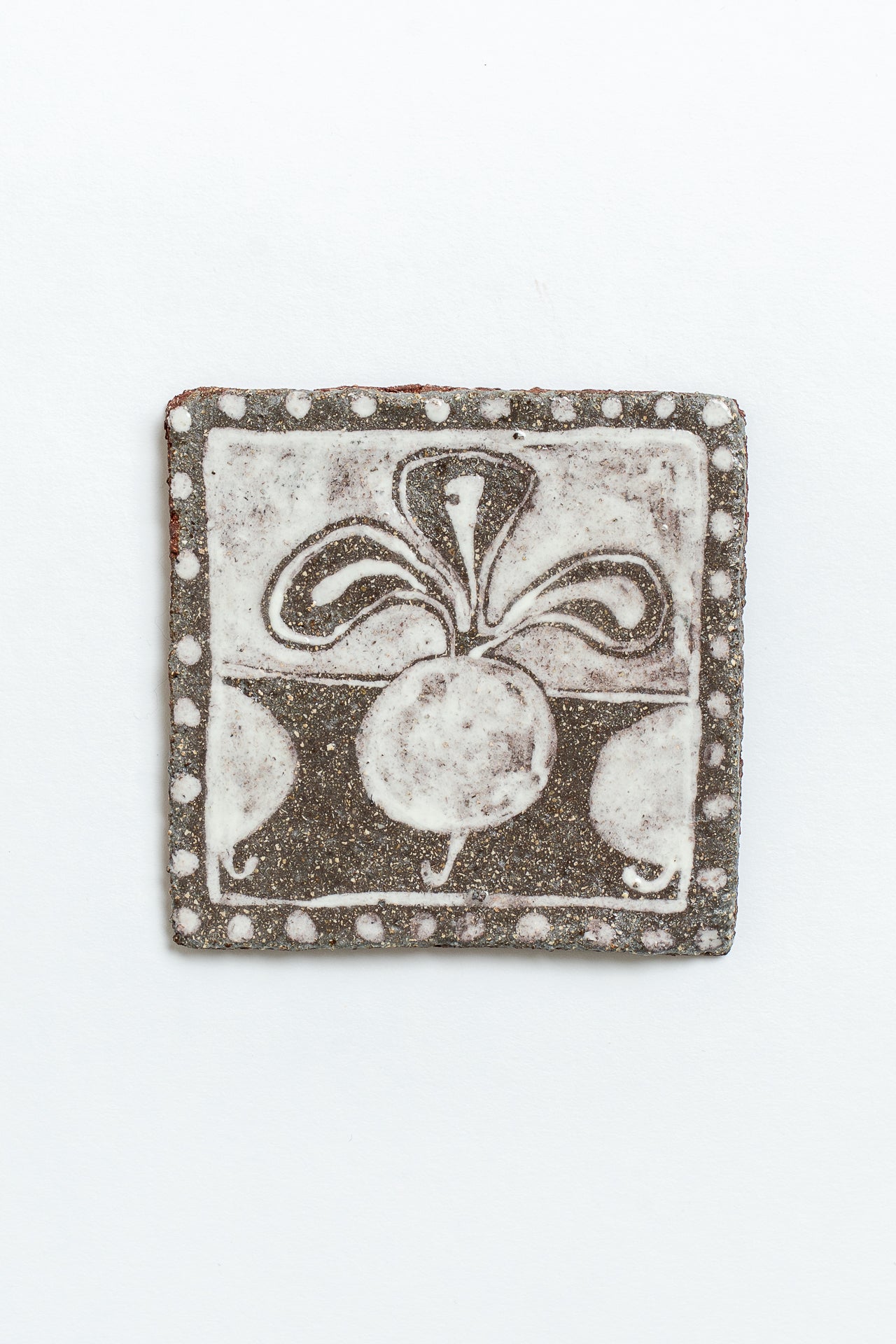 Hand Painted 'Turnip' Ceramic Tile White