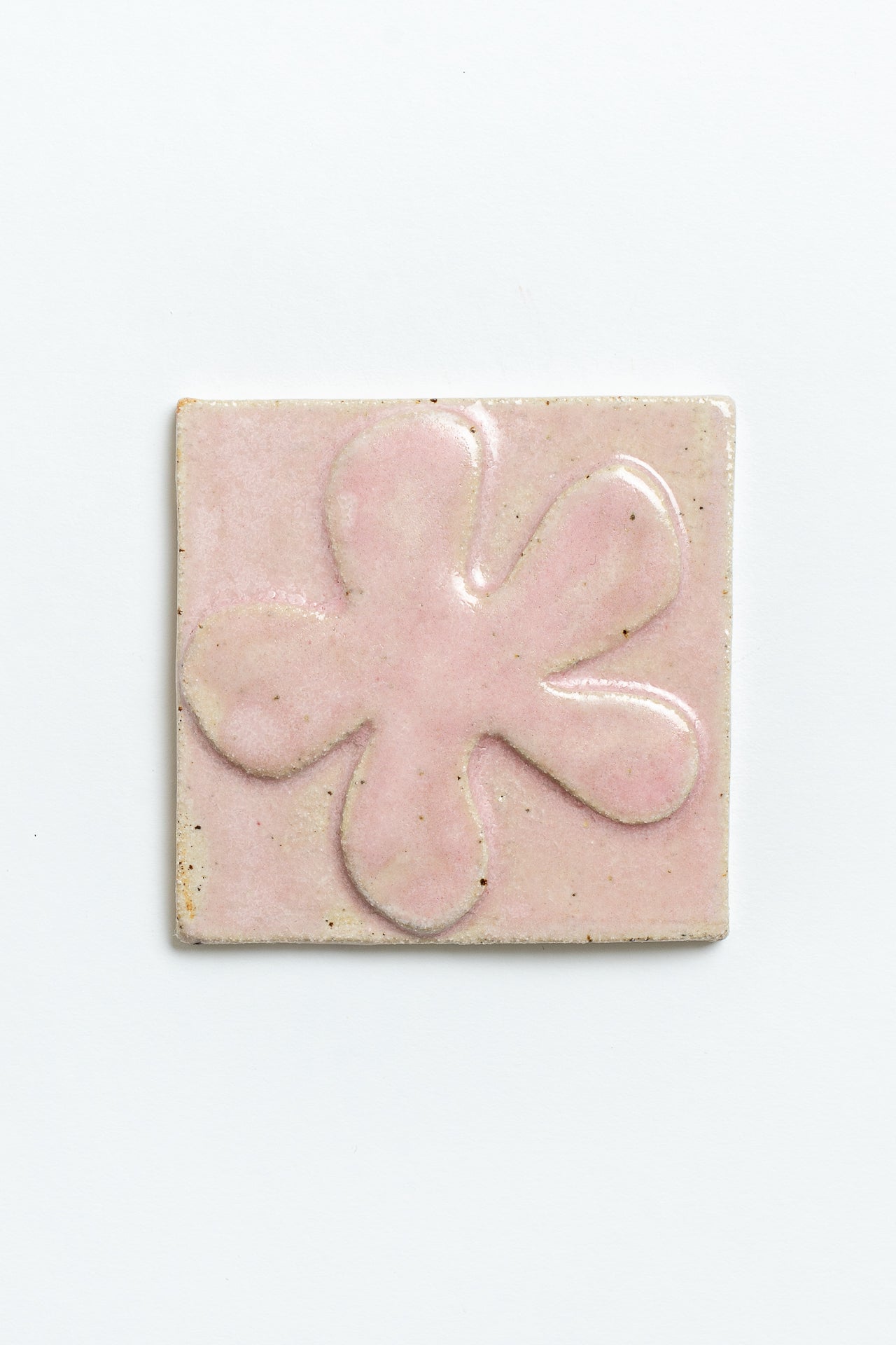 Hand Painted 'Flower' Ceramic Tile Pink