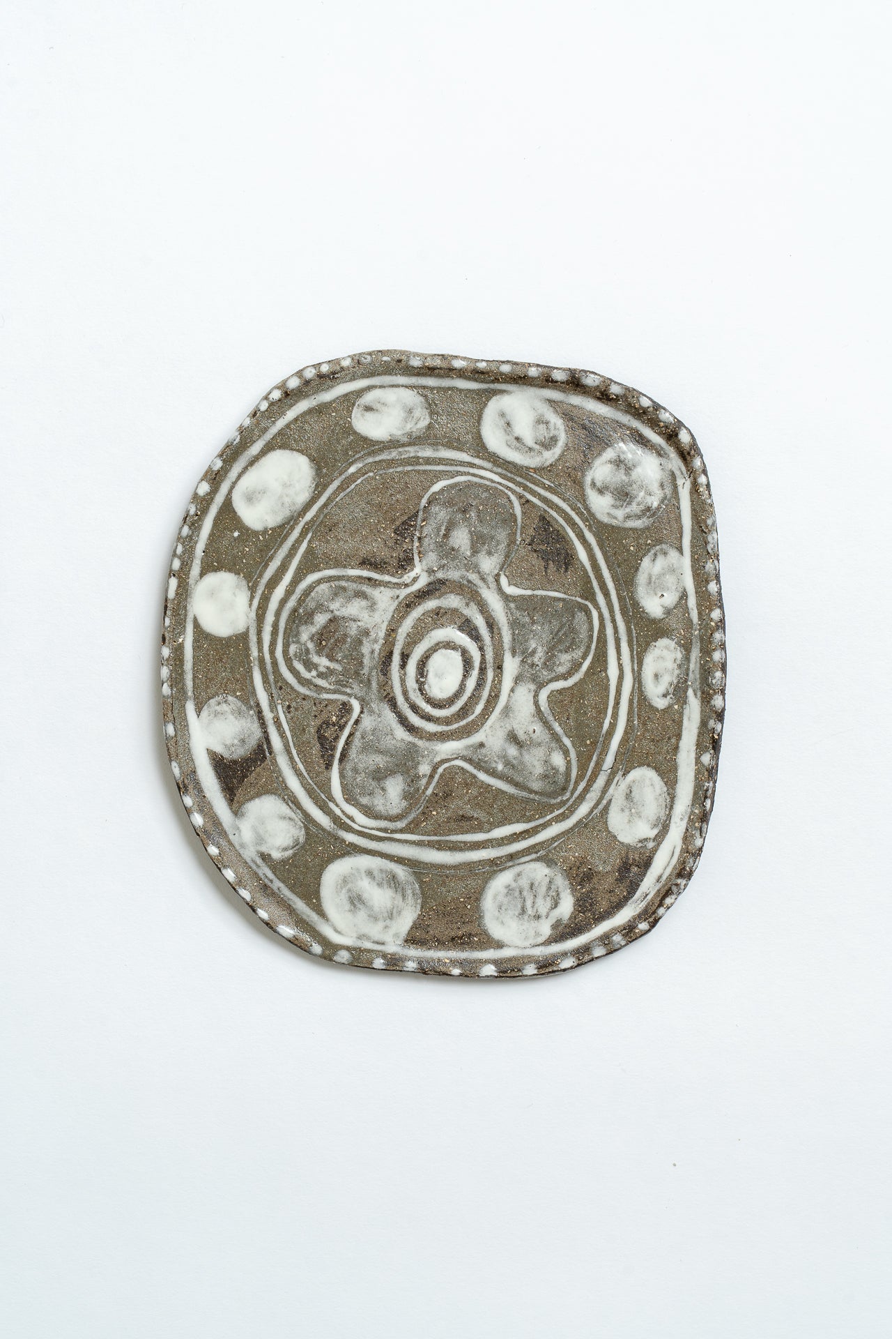 Ceramic 'Flower Dots' Hand Painted Plate White