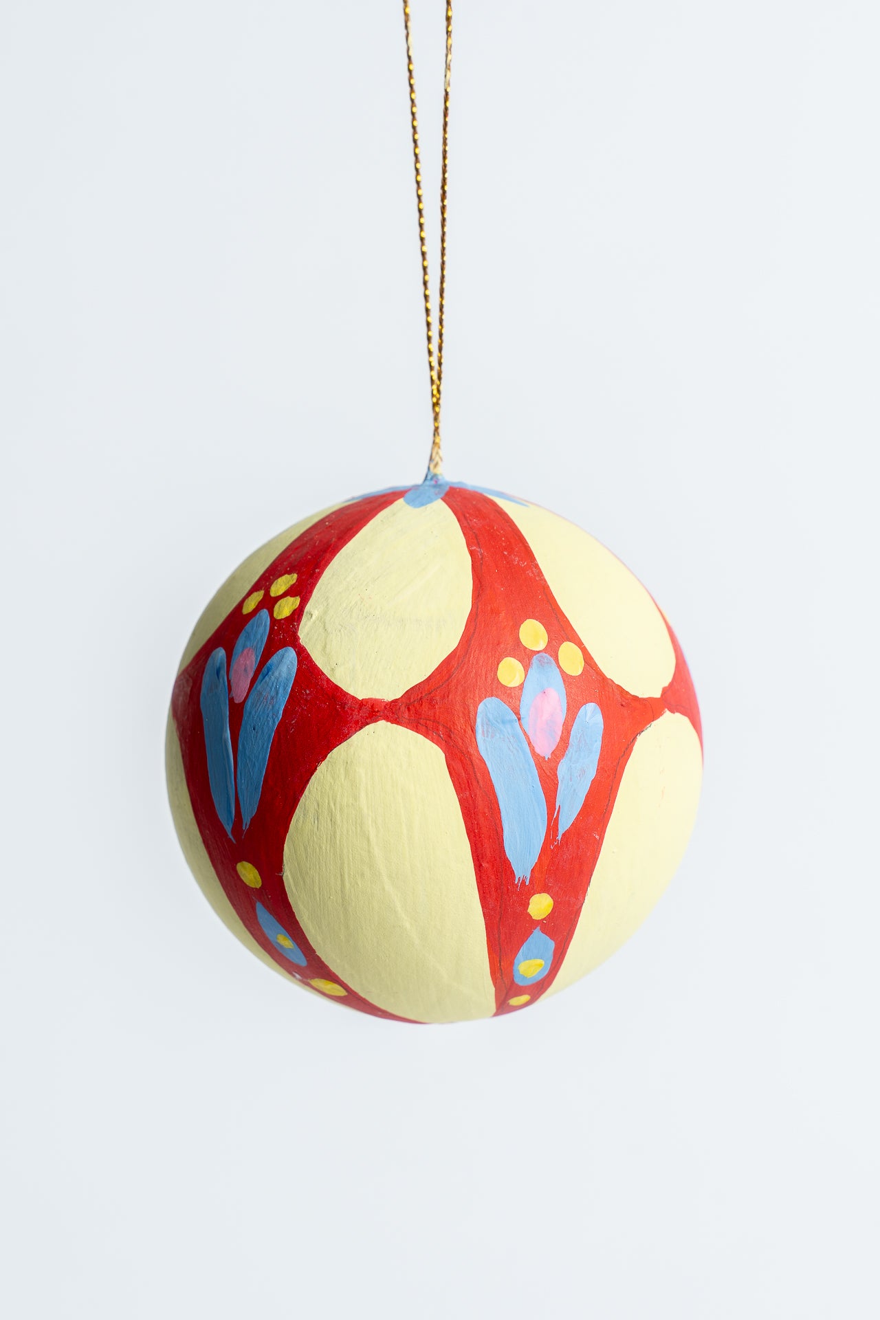 Hand Painted Christmas Bauble Yellow
