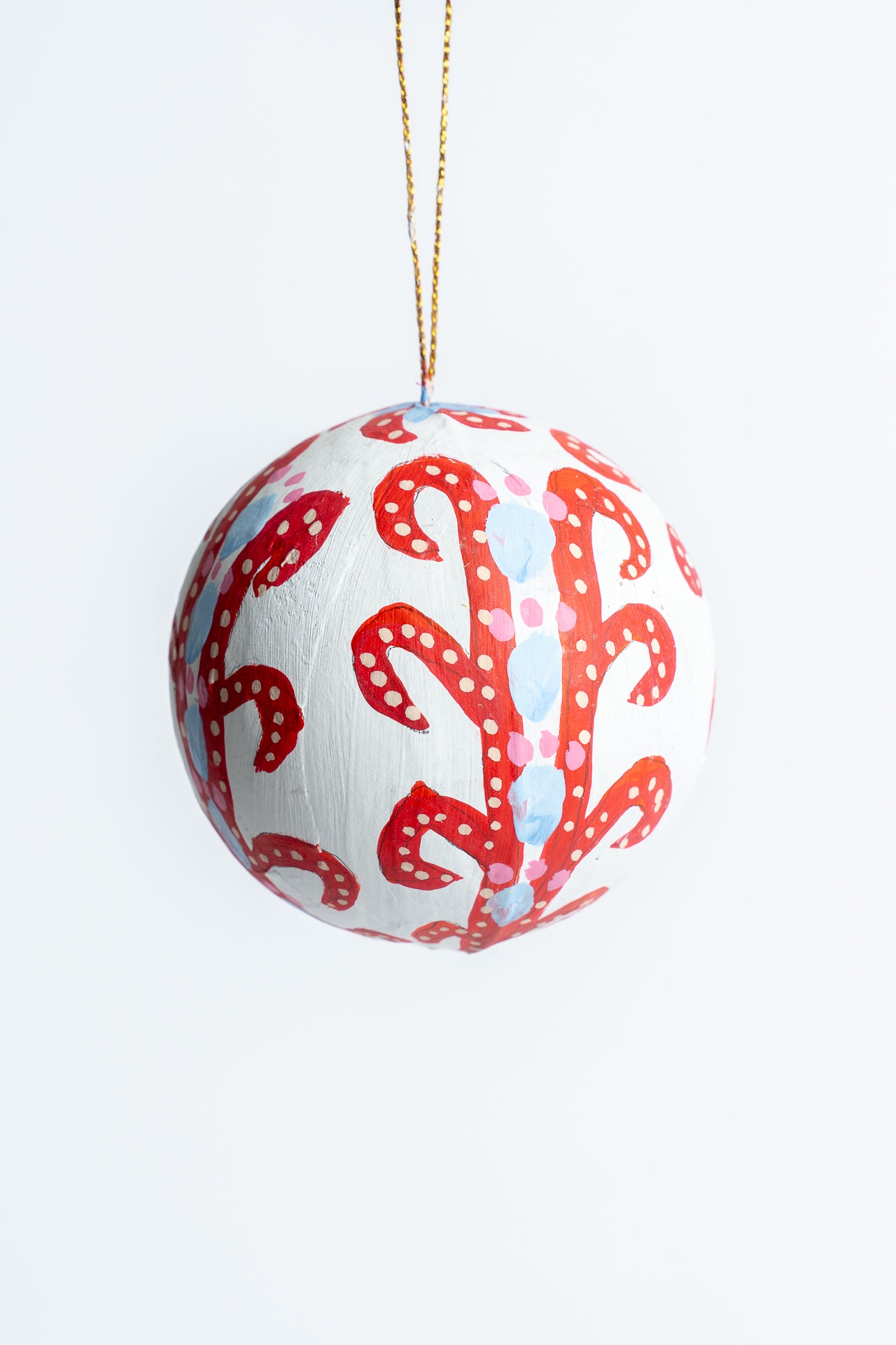 Hand Painted Christmas Bauble White