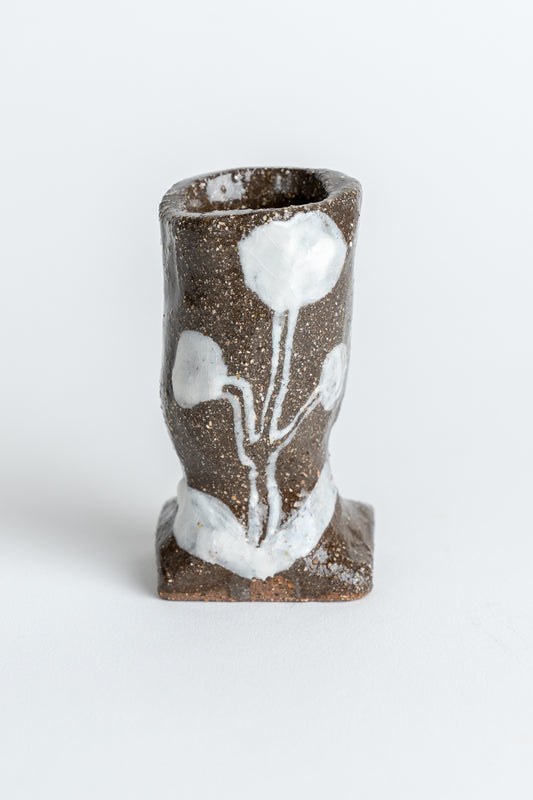 Ceramic 'Flower Stem' Hand Painted Candle Holder