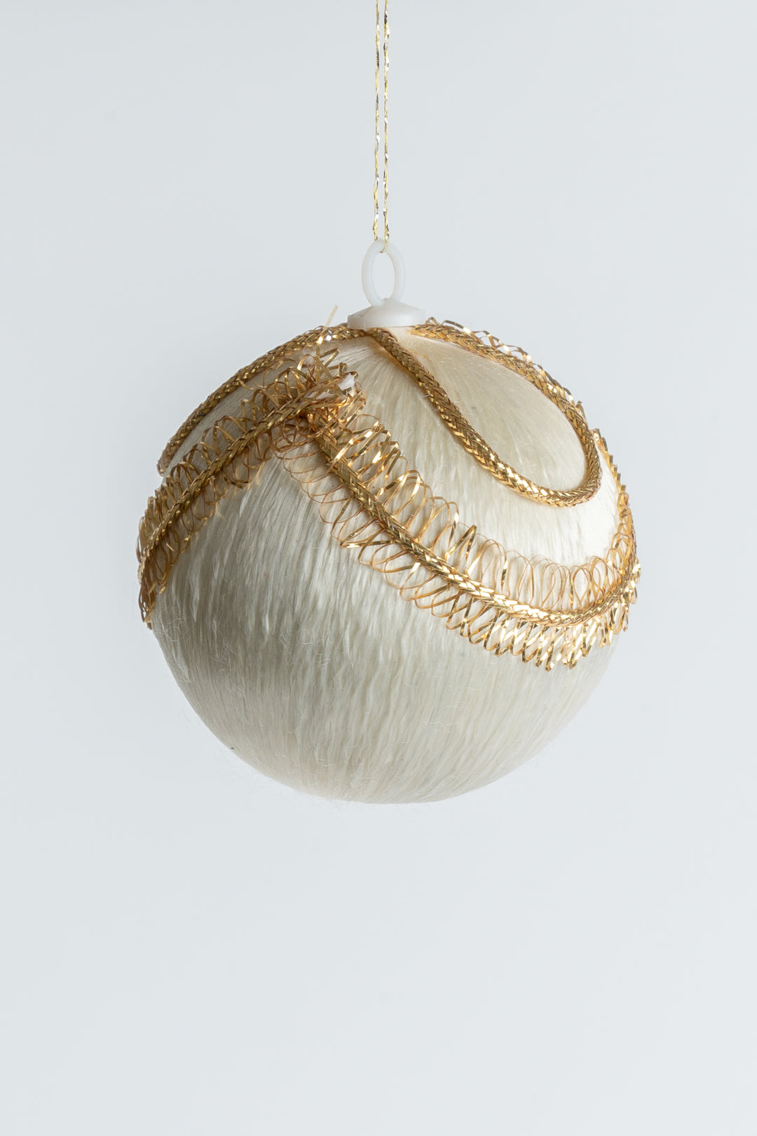 Vintage Satin Spun Christmas Bauble Gold