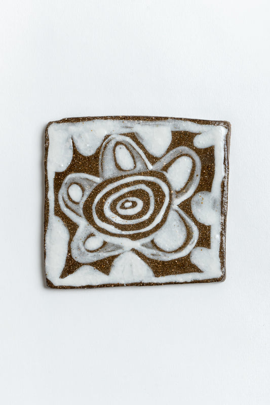 Ceramic 'Flower Circles' Hand Painted  Tile