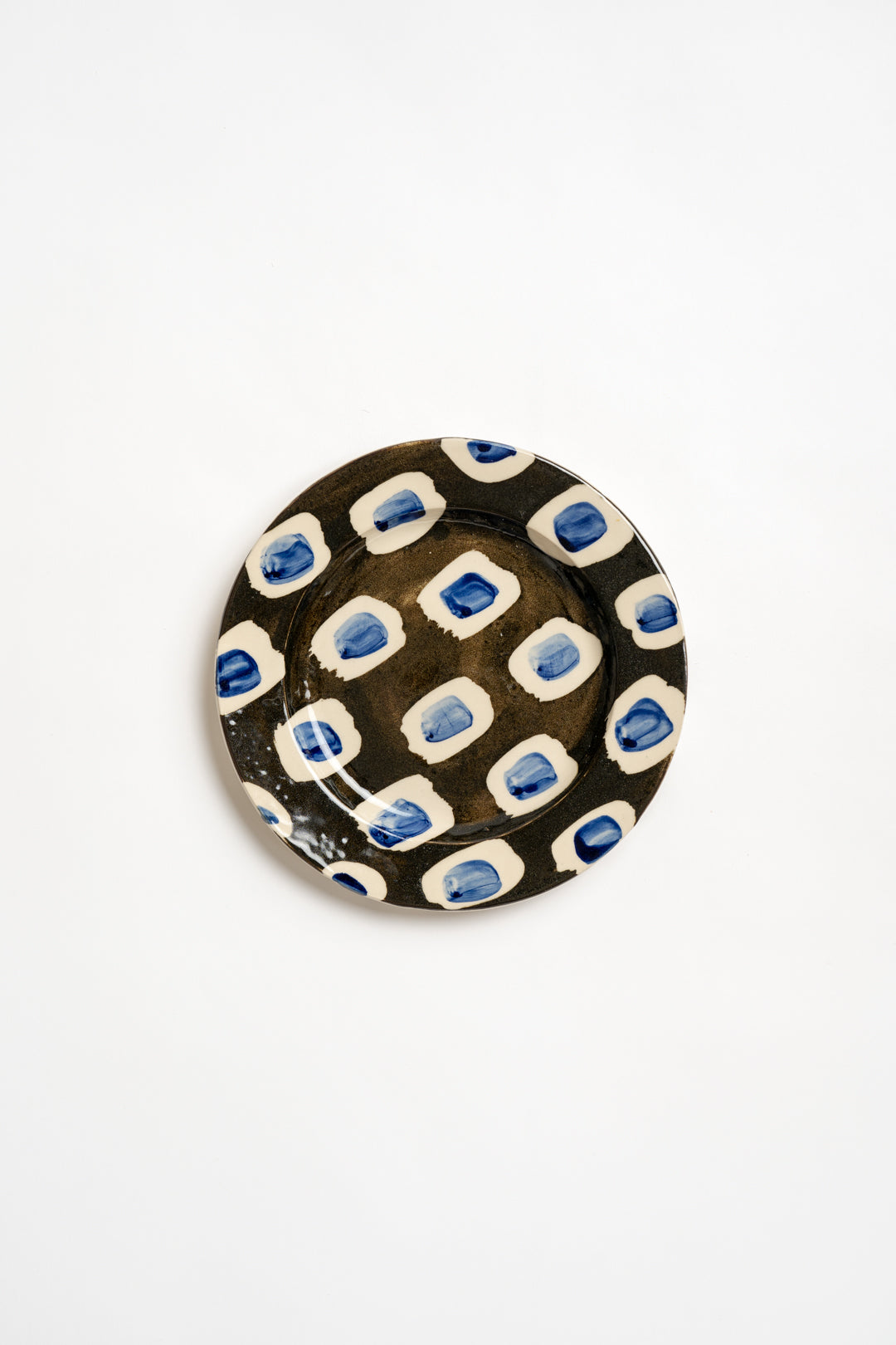 Hand Painted Cobalt Dash Medium Plate