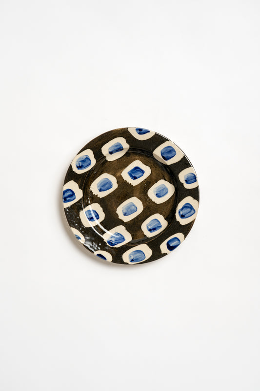 Hand Painted Cobalt Dash Medium Plate