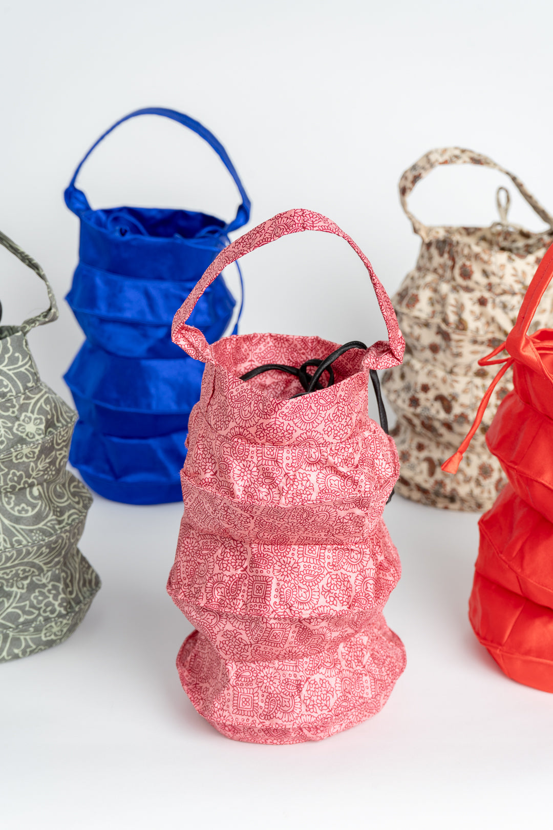Hand Made Silk Drawstring Lantern Bag Pink
