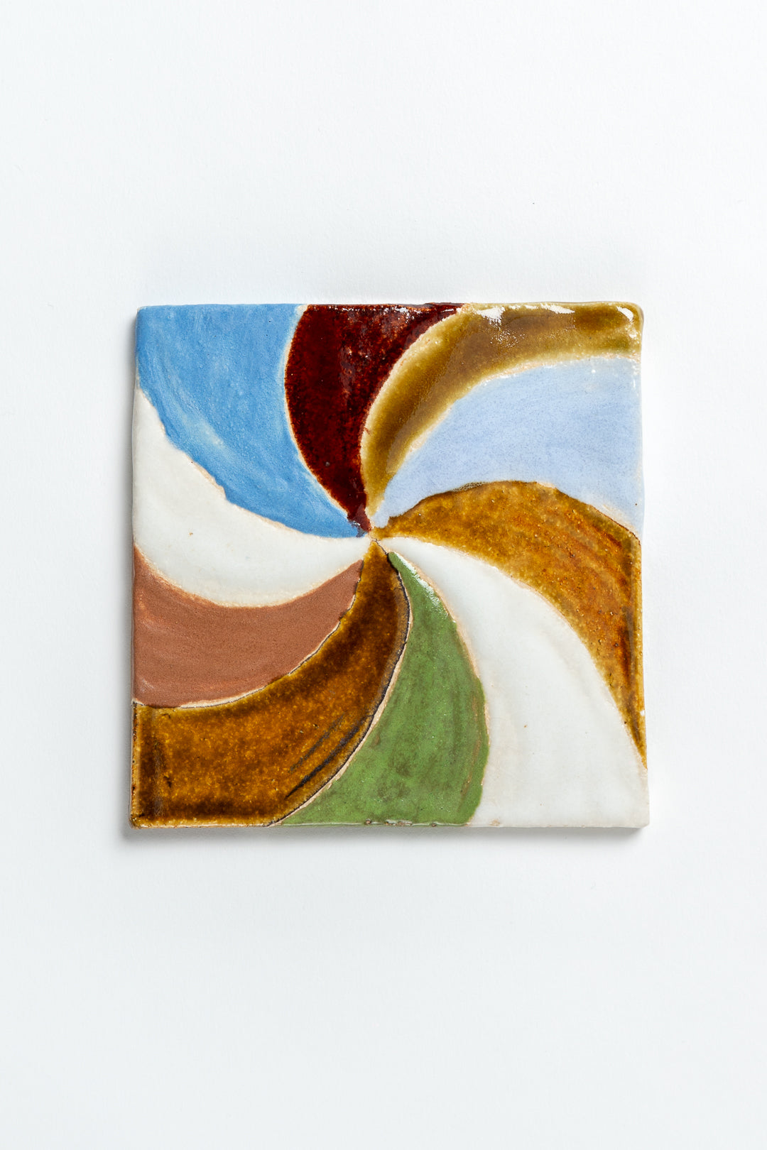 Hand Painted 'Swirl' Ceramic Tile Multi