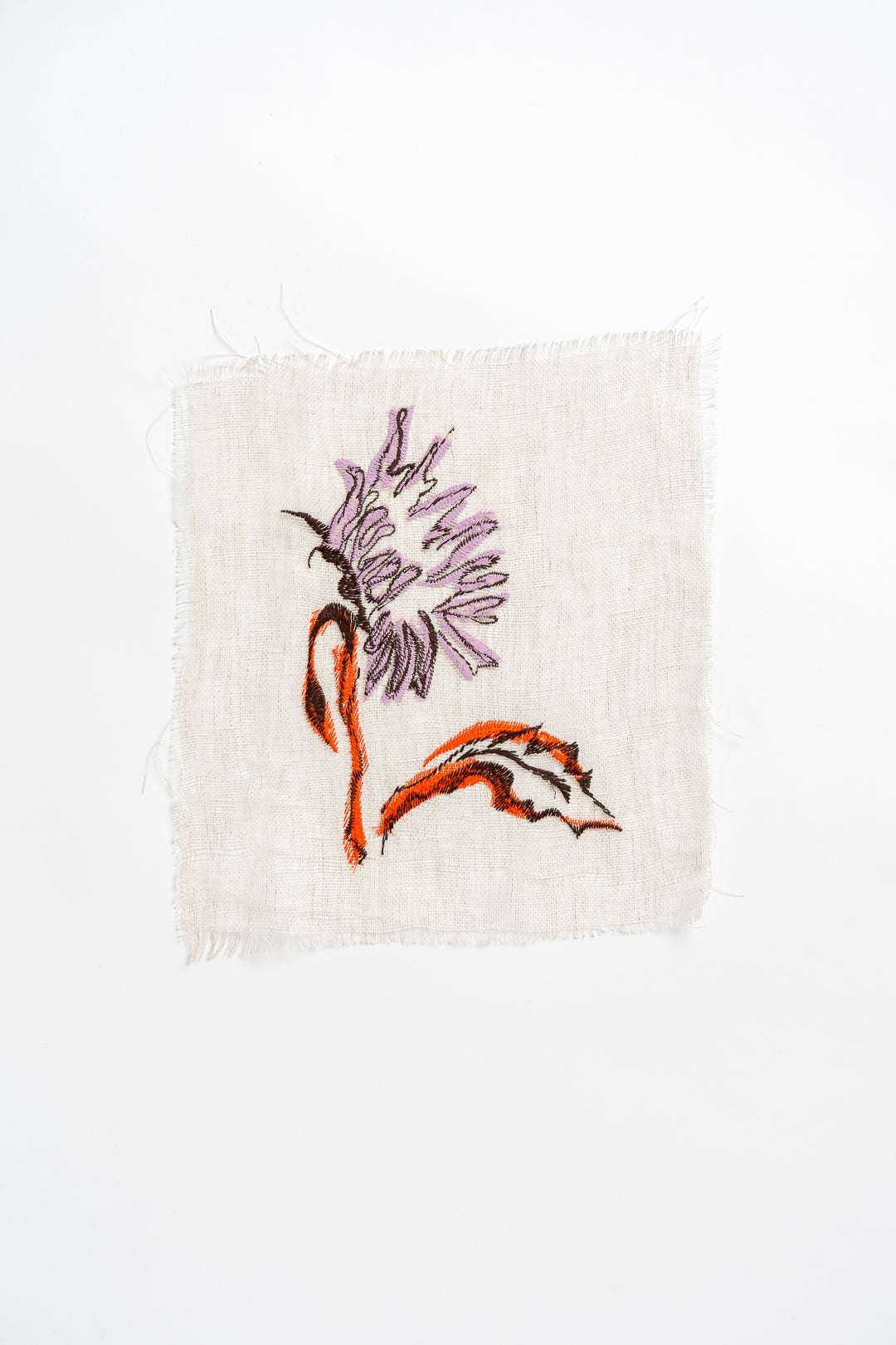 'Sunflower 1' Embroidery on Silk Hemp Blend Original Artwork