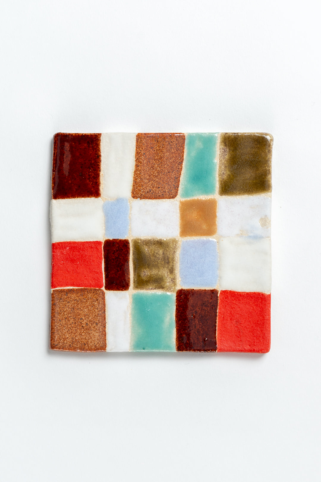 Hand Painted 'Grid' Ceramic Tile