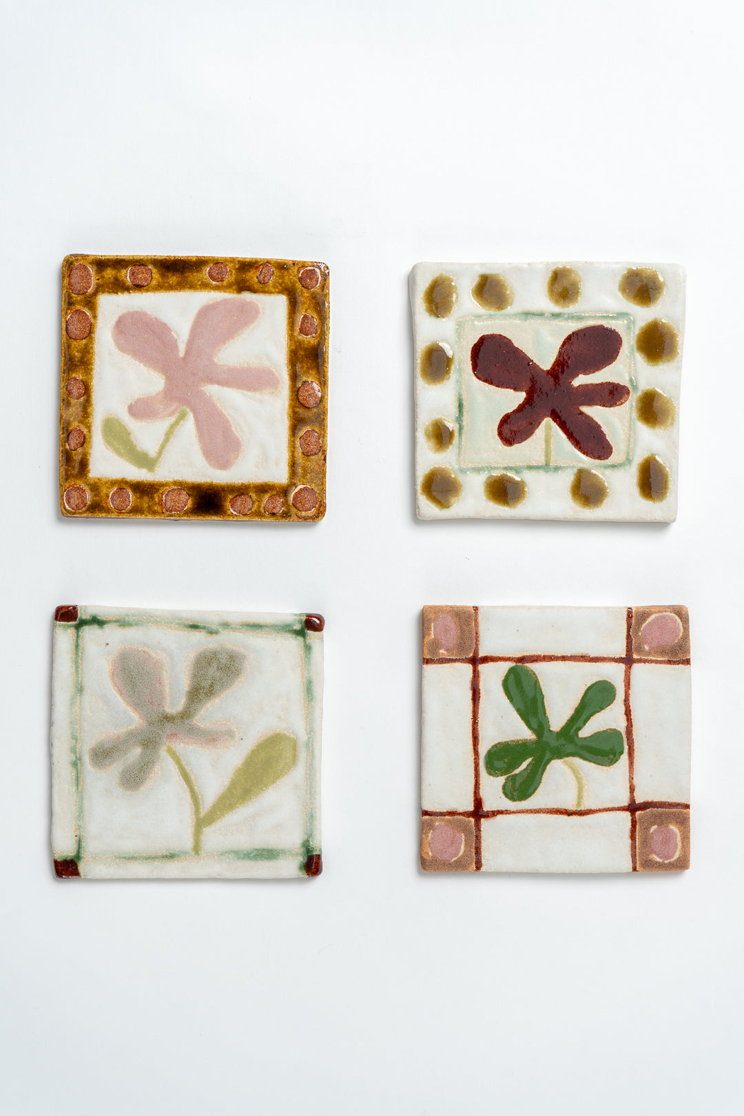 Hand Painted 'Framed Flower' Ceramic Tile Lilac