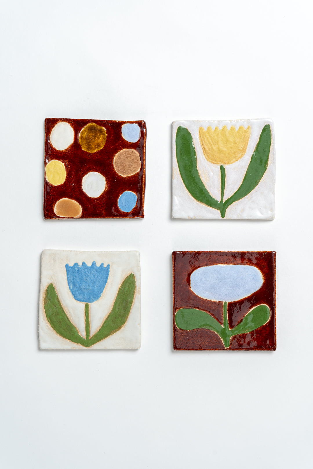 Hand Painted 'Tulip' Ceramic Tile Blue