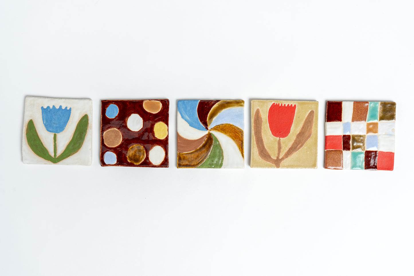 Hand Painted 'Grid' Ceramic Tile