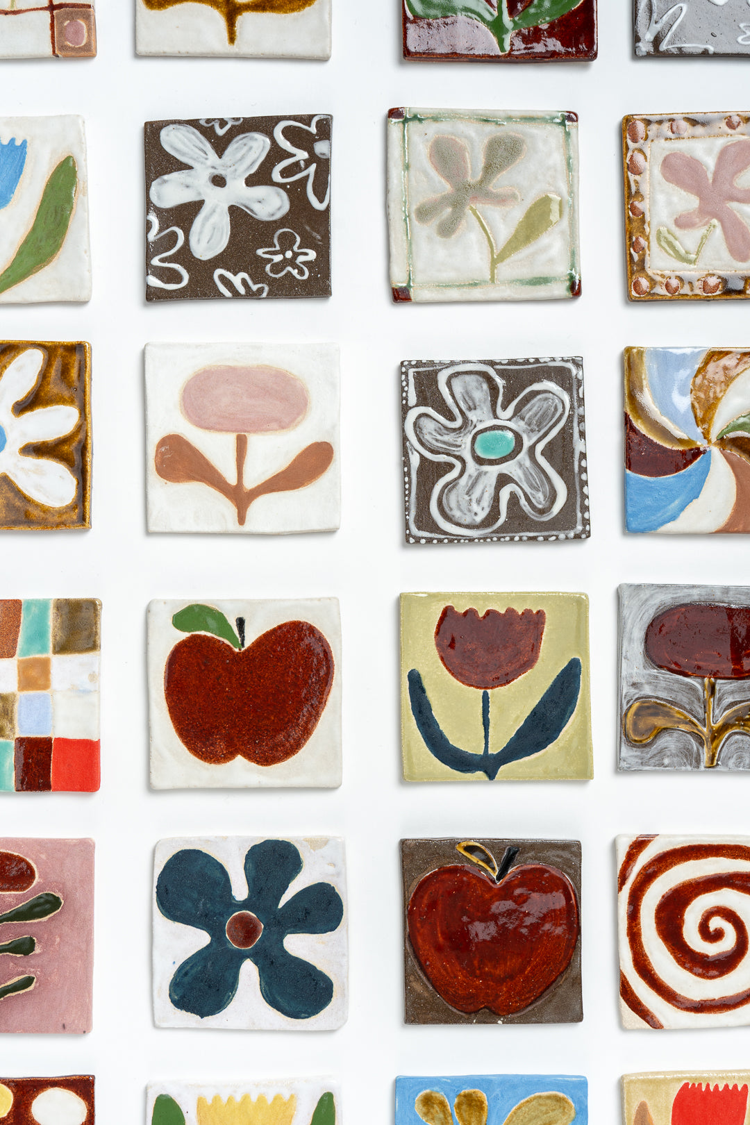 Hand Painted 'Framed Flower' Ceramic Tile Lilac