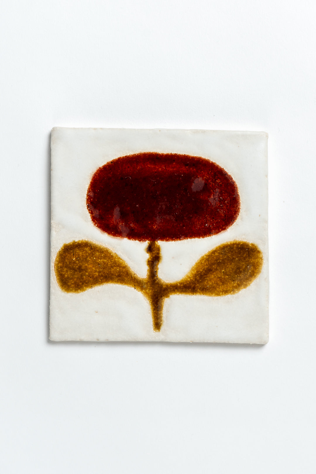 Hand Painted 'Tulip' Ceramic Tile Red & White