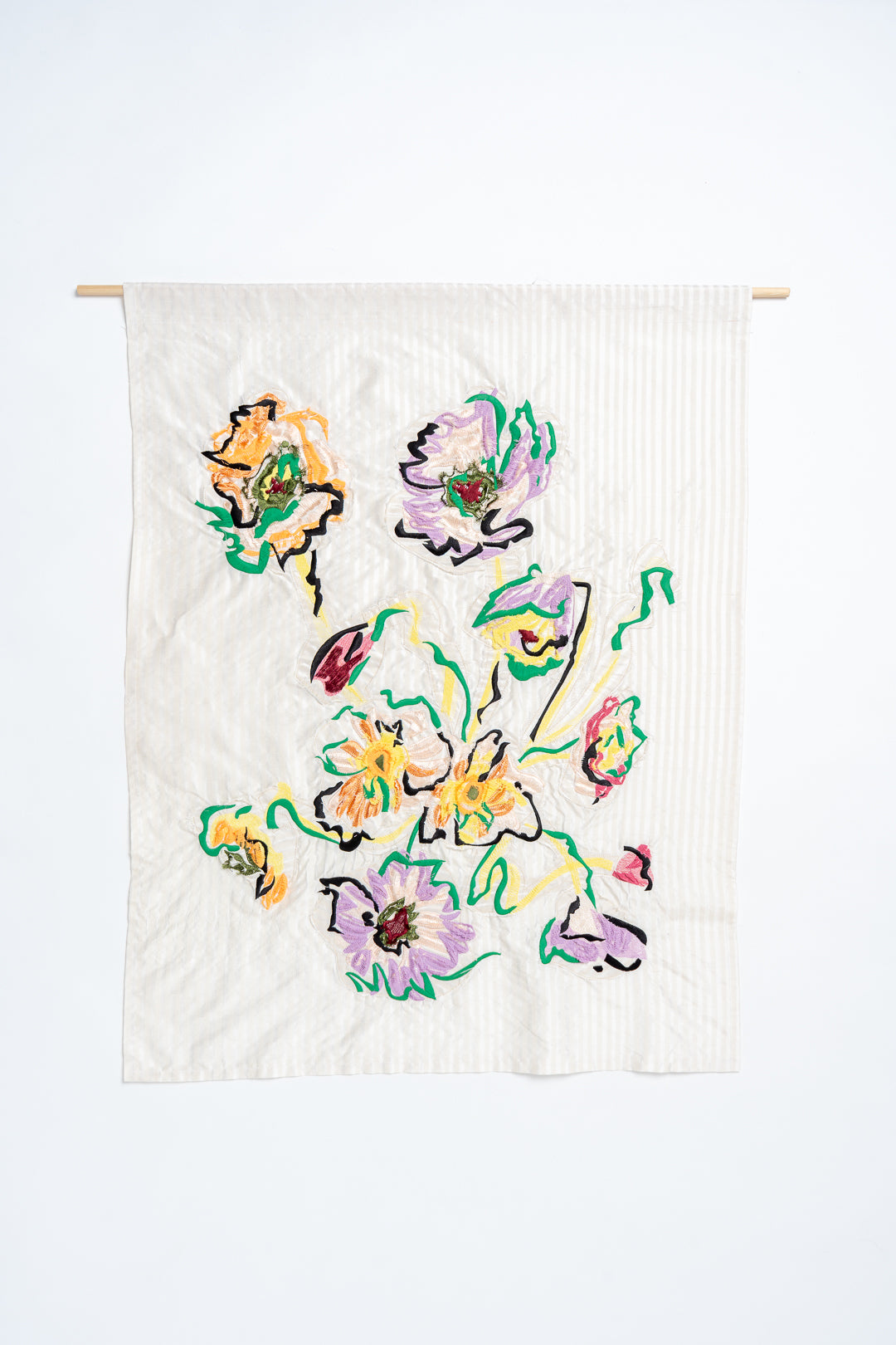 'Bouquet' Embroidered Silk Taffeta Original Artwork