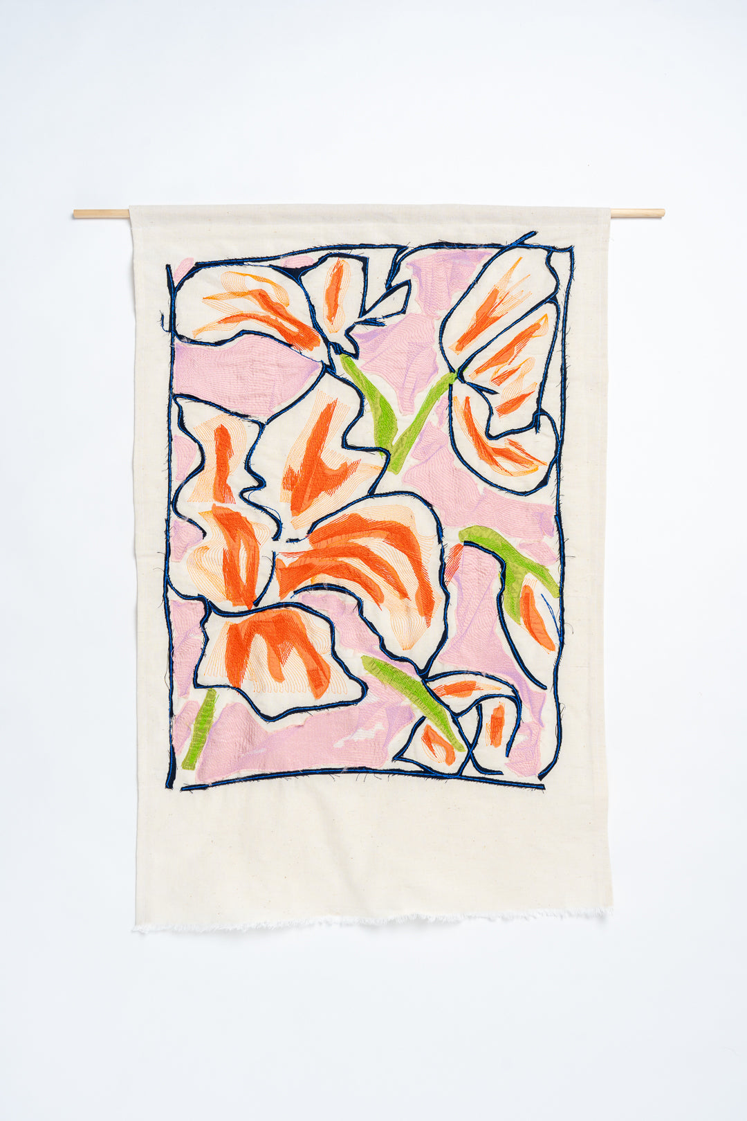 'Bloom' Embroidered Silk & Canvas Original Artwork
