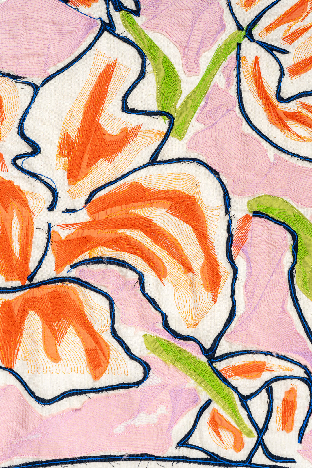 'Bloom' Embroidered Silk & Canvas Original Artwork