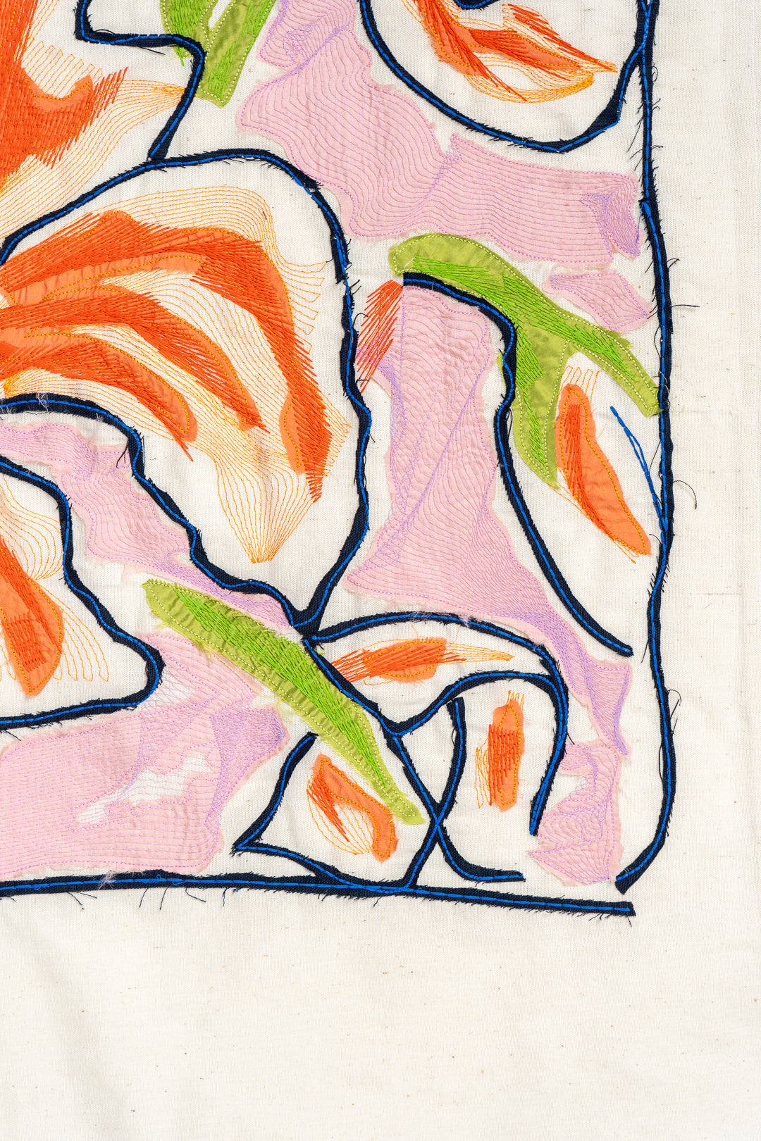'Bloom' Embroidered Silk & Canvas Original Artwork