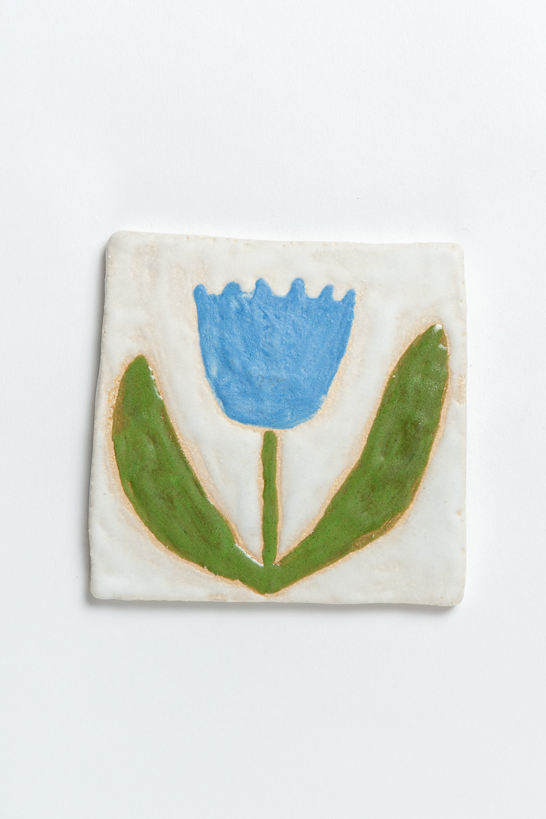 Hand Painted 'Tulip' Ceramic Tile Blue