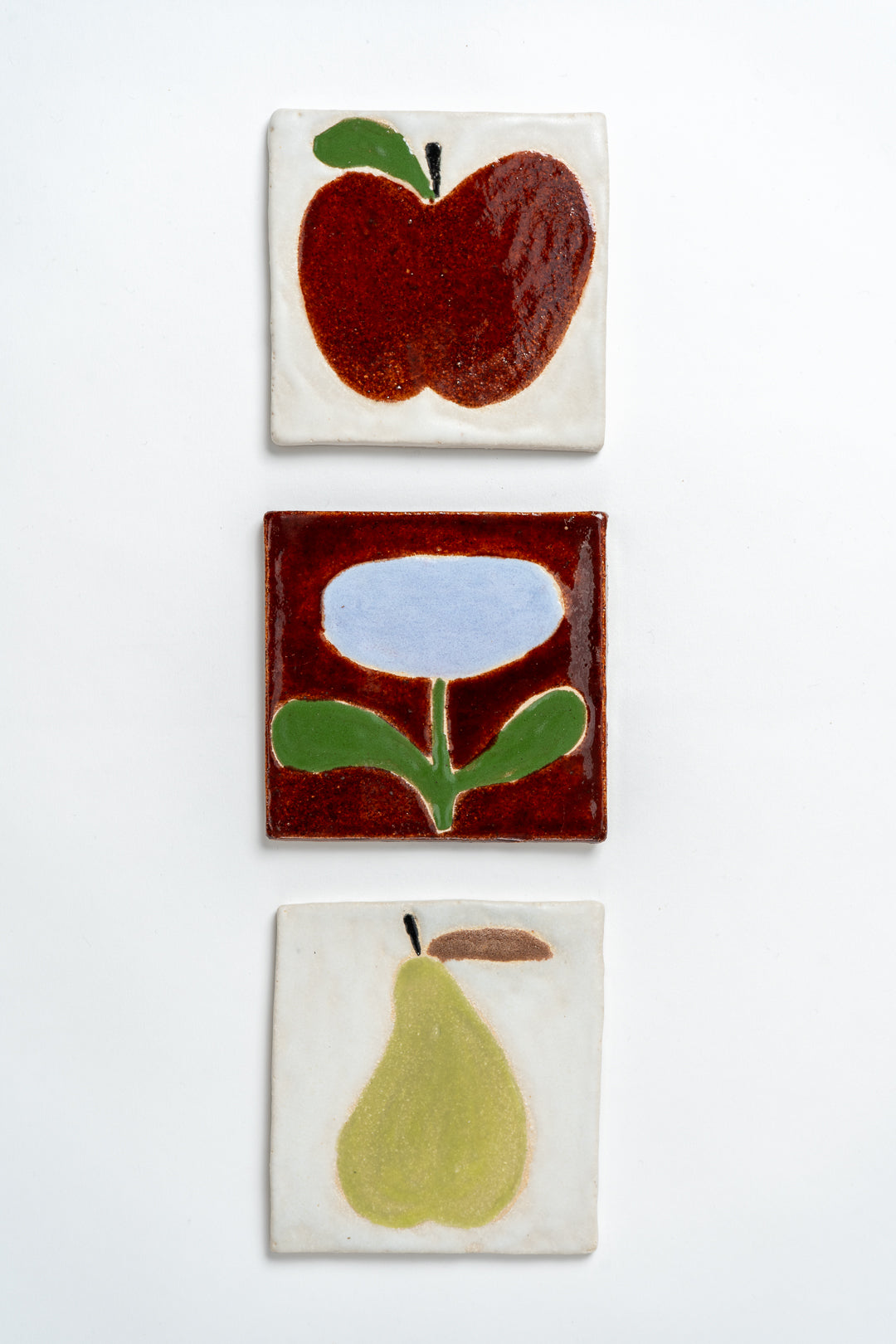 Hand Painted 'Pear' Ceramic Tile Green