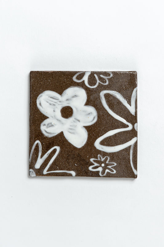 Ceramic 'Flower Series 1/2' Hand Painted Tile