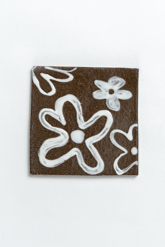 Ceramic 'Flower Series 1/2' Hand Painted Tile