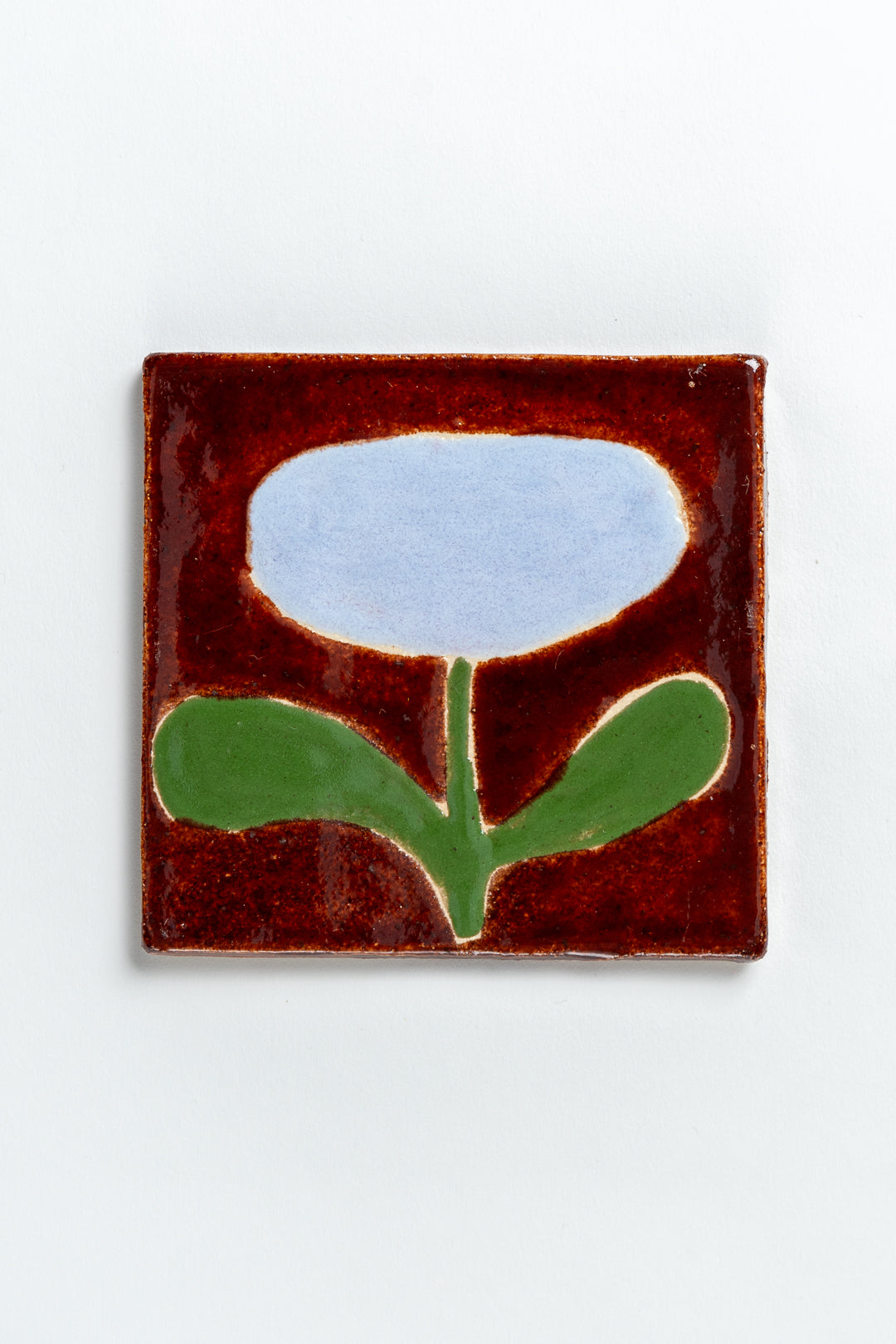 Hand Painted 'Tulip' Ceramic Tile Blue & Green
